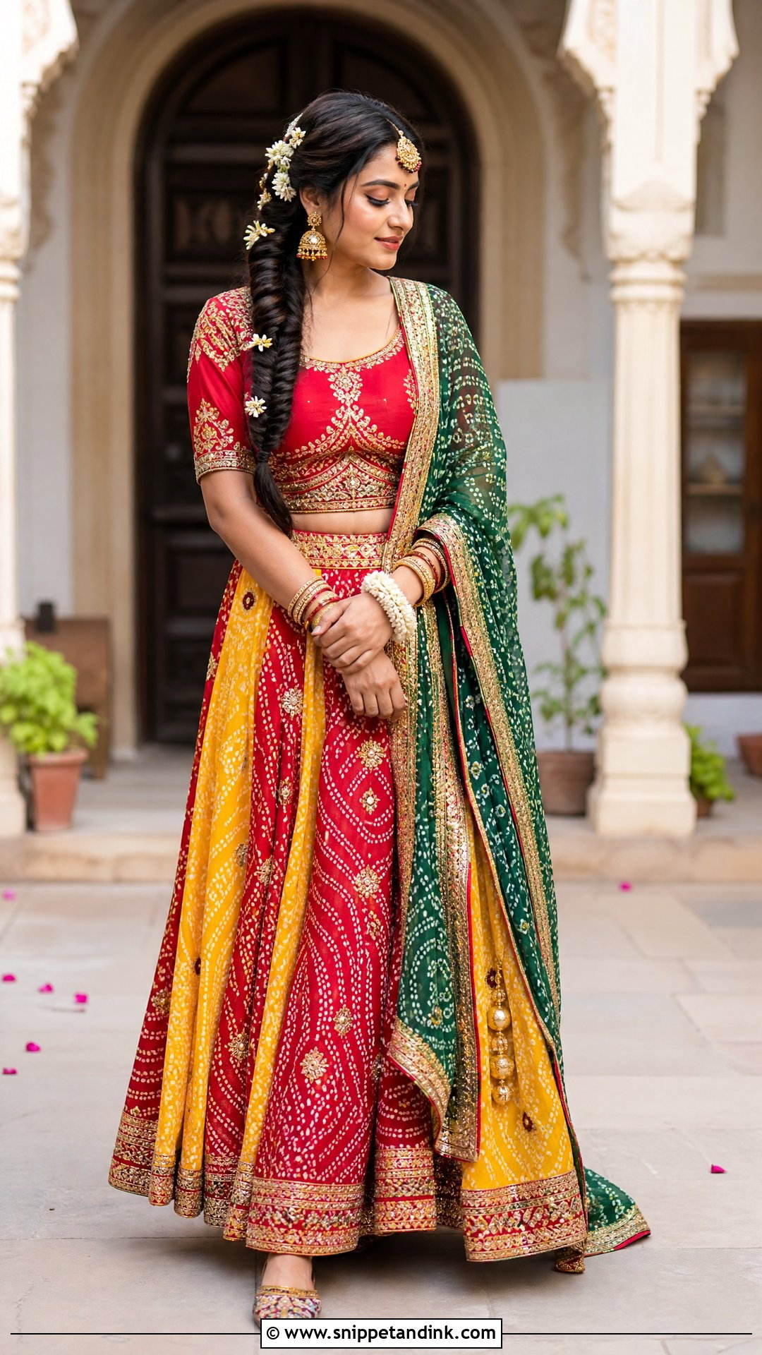 Bandhani Lehenga Dholki Bridal Outfit - Snippet and Ink - 20 Dholki Outfit Bride Ideas