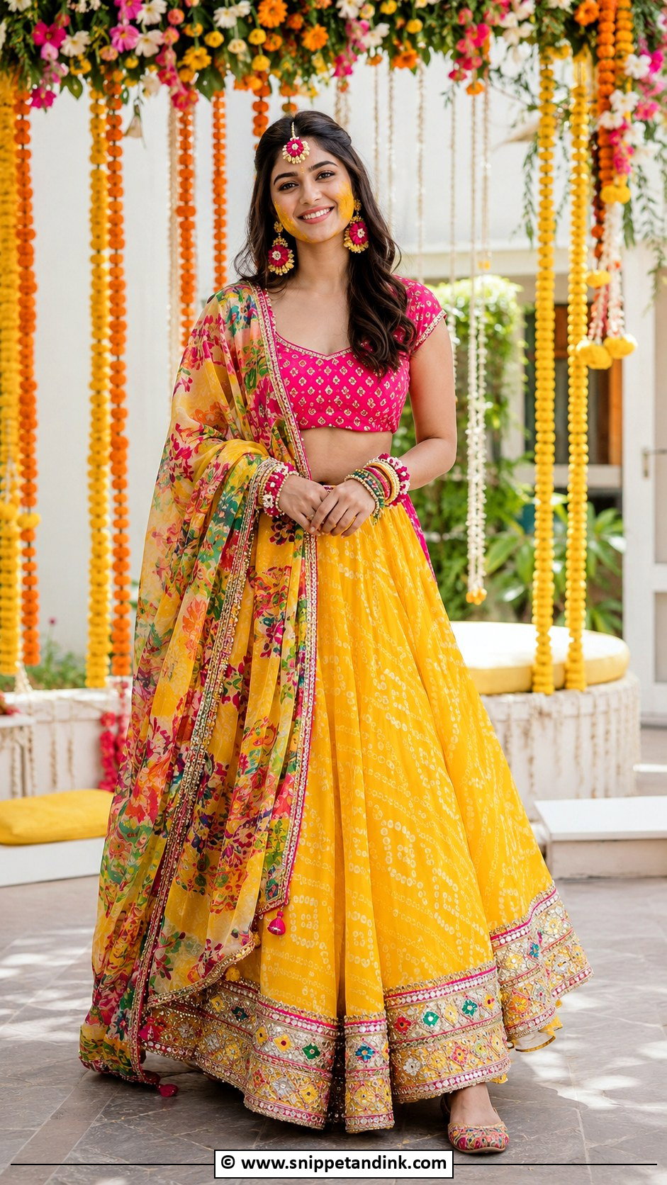 Bandhani Lehenga For Haldi Bride - Snippet and Ink - 30 Haldi Bridal Outfit Ideas