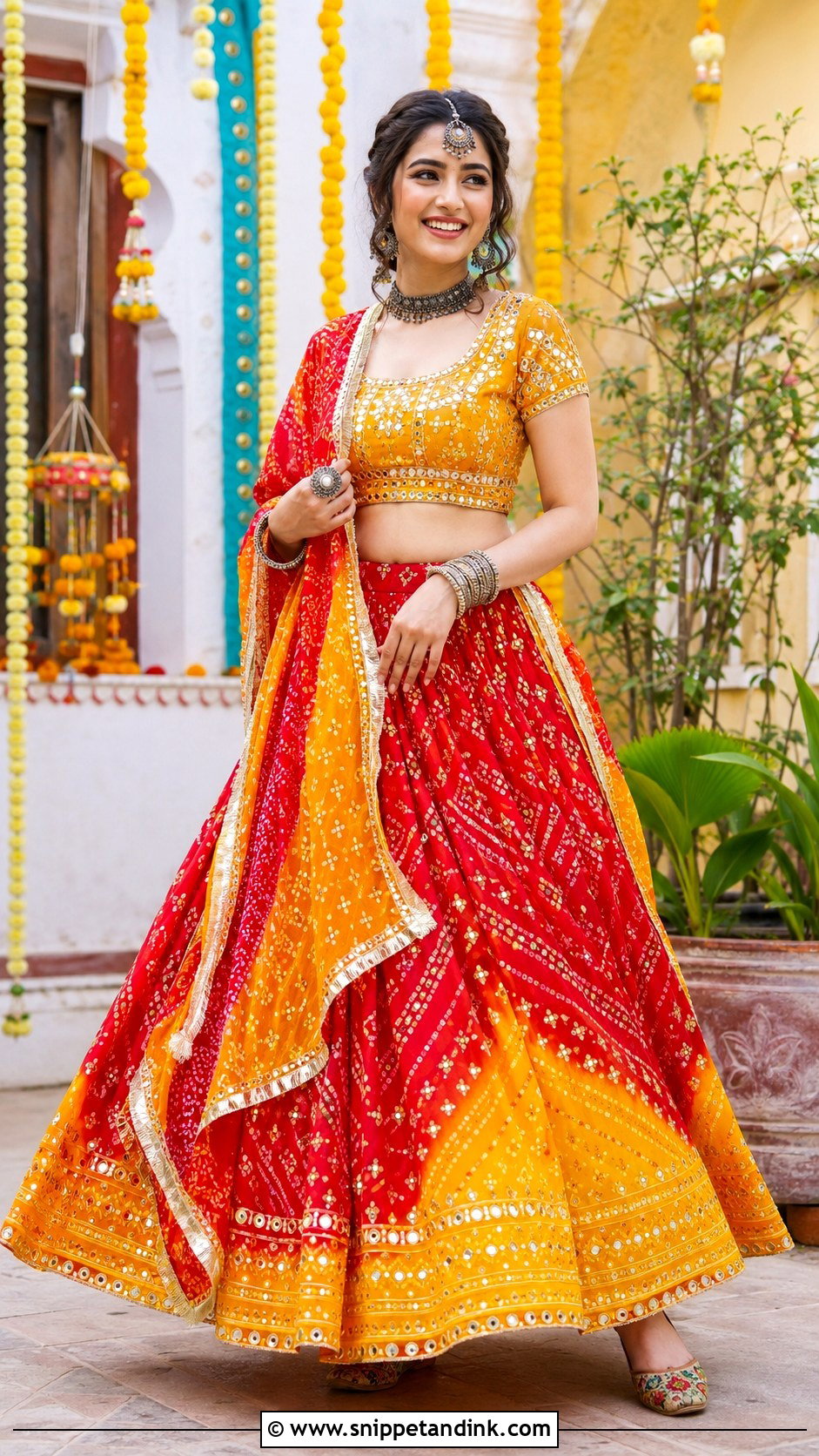 Bandhani Lehenga For Sister Wedding - Snippet and Ink - 30 Indian Sister Wedding Dress Ideas