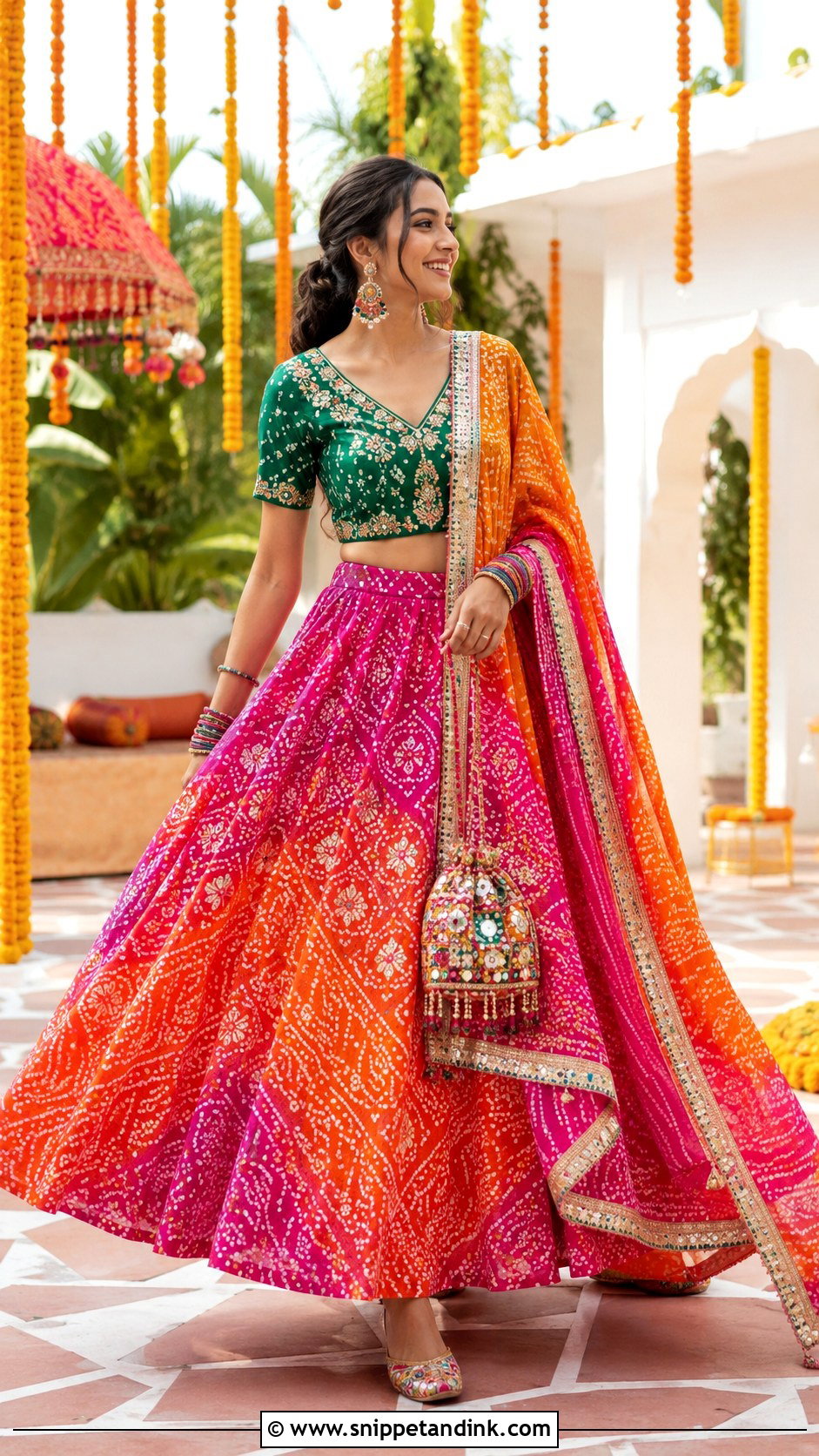 Bandhani Lehenga Indian Wedding Dress - Snippet and Ink - 20 Indian Wedding Dresses Women