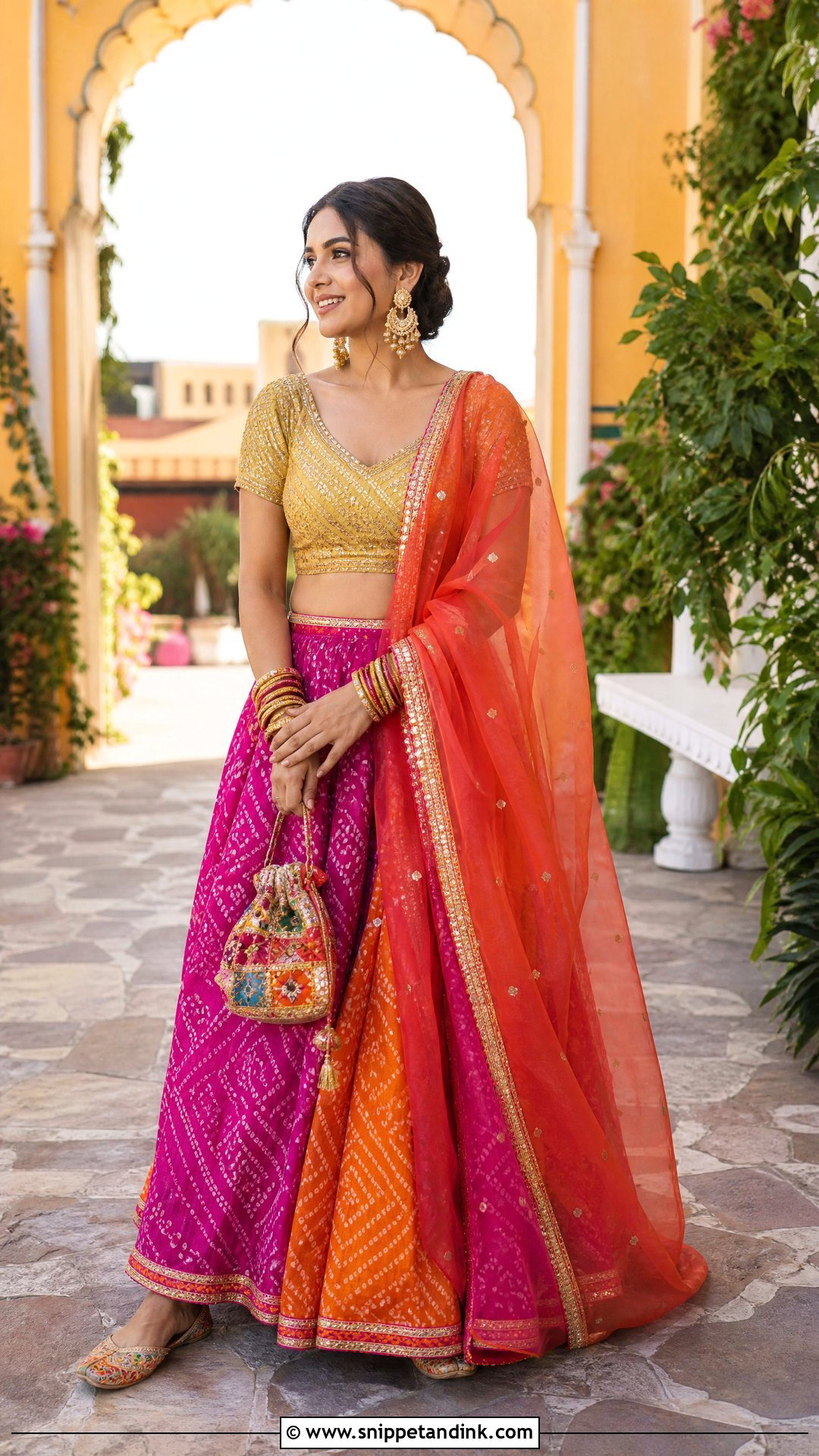 Bandhani Lehenga Indian Wedding Outfit - Snippet and Ink - 20 Stylish Indian Wedding Outfits Ideas