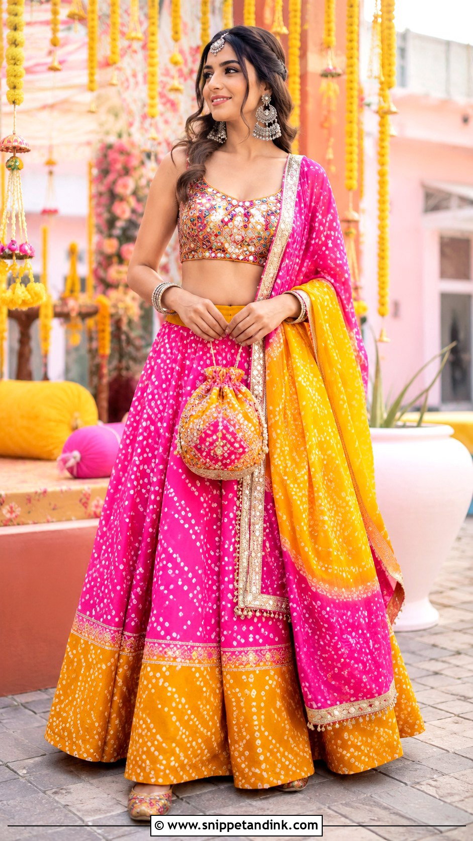 Bandhani Mehendi Outfit - Snippet and Ink - 30 Mehendi Dress Outfits