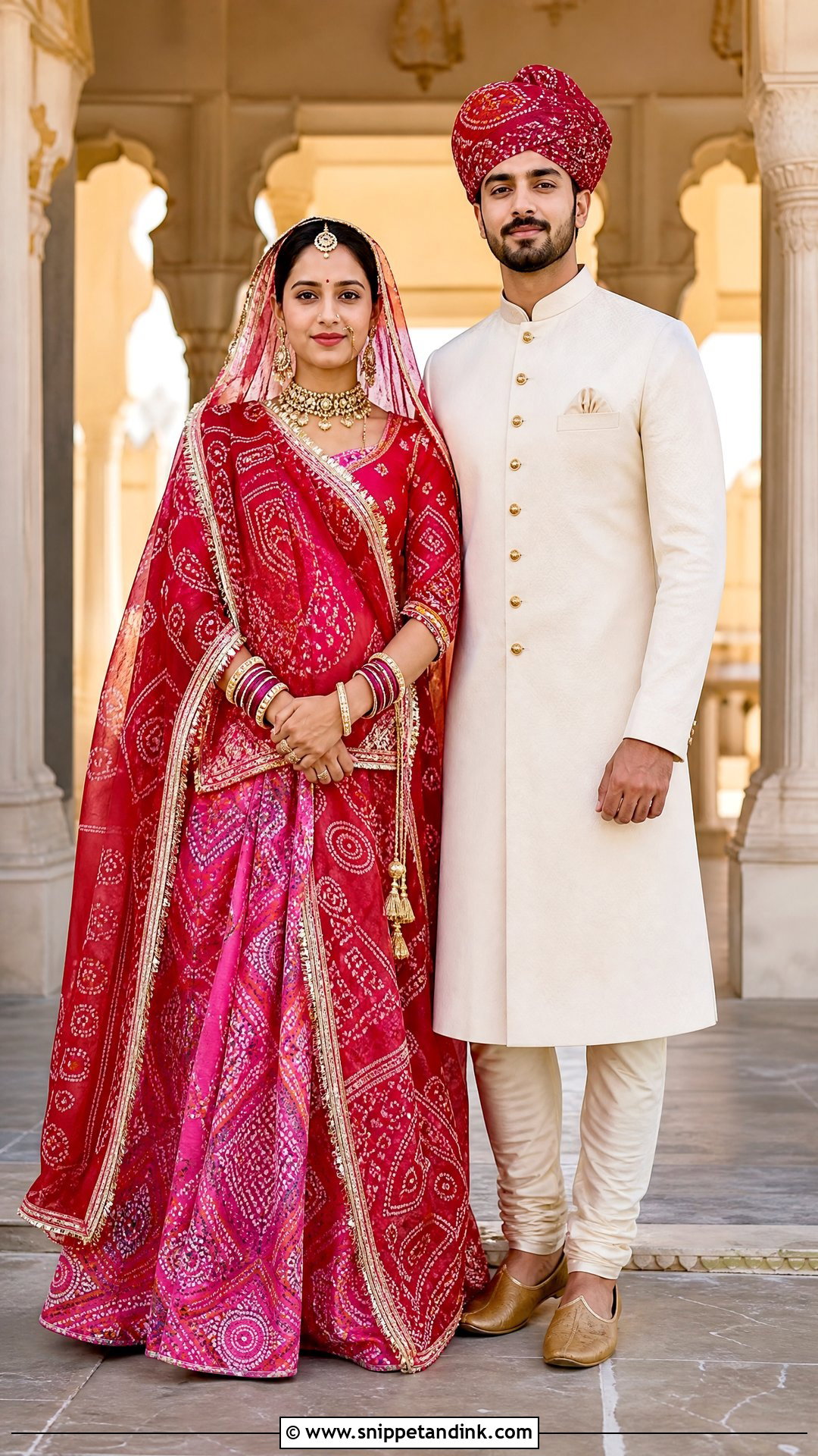 Bandhani Rajputi Couple Outfit - Snippet and Ink - 20 Rajputi Couple Ideas