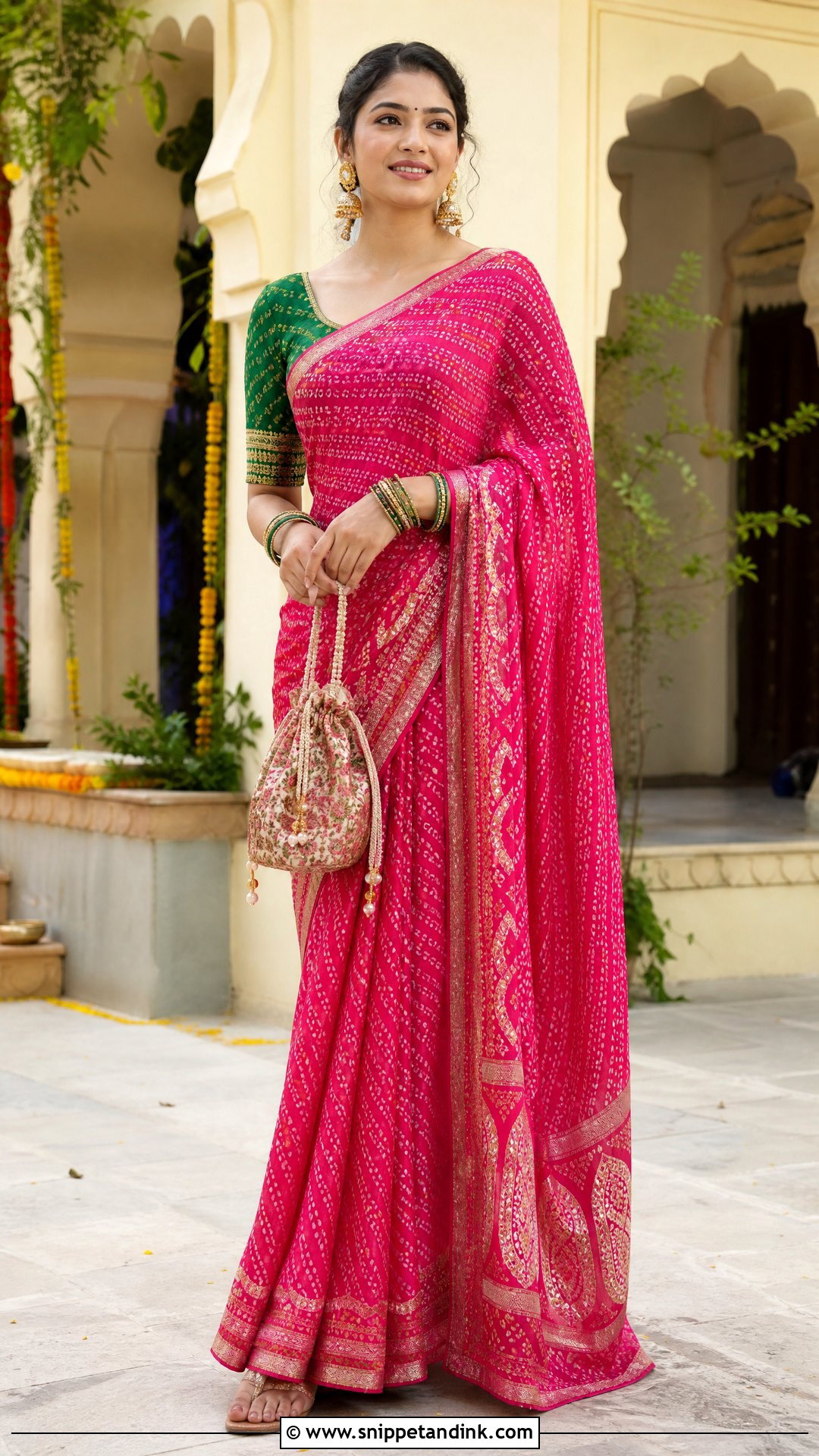 Bandhani Saree For A Summer Indian Wedding - Snippet and Ink - 20 Summer Indian Wedding Outfit Ideas