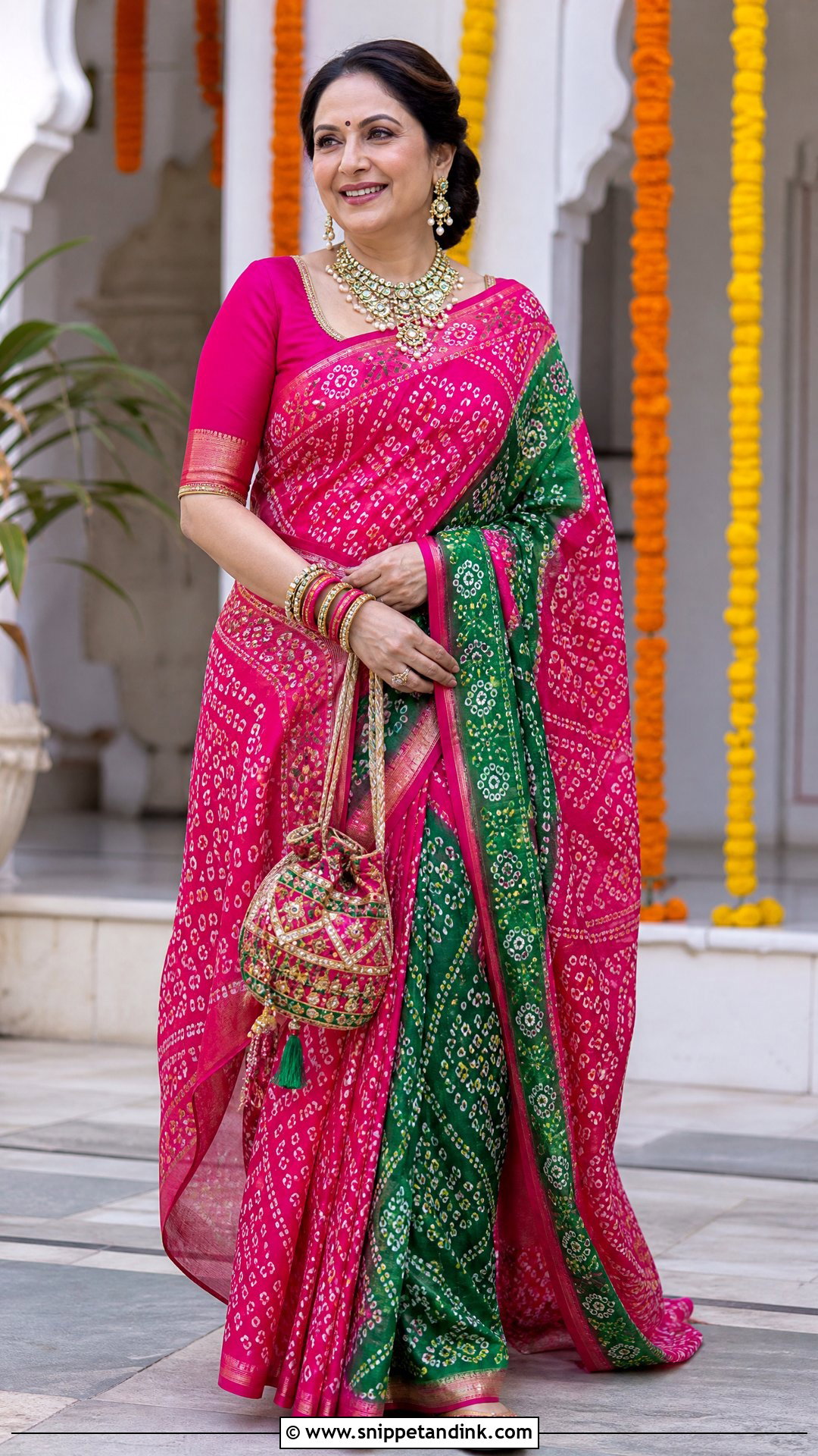 Bandhani Saree For Bridal Mom - Snippet and Ink - 20 Indian Bridal Mom Dress Ideas