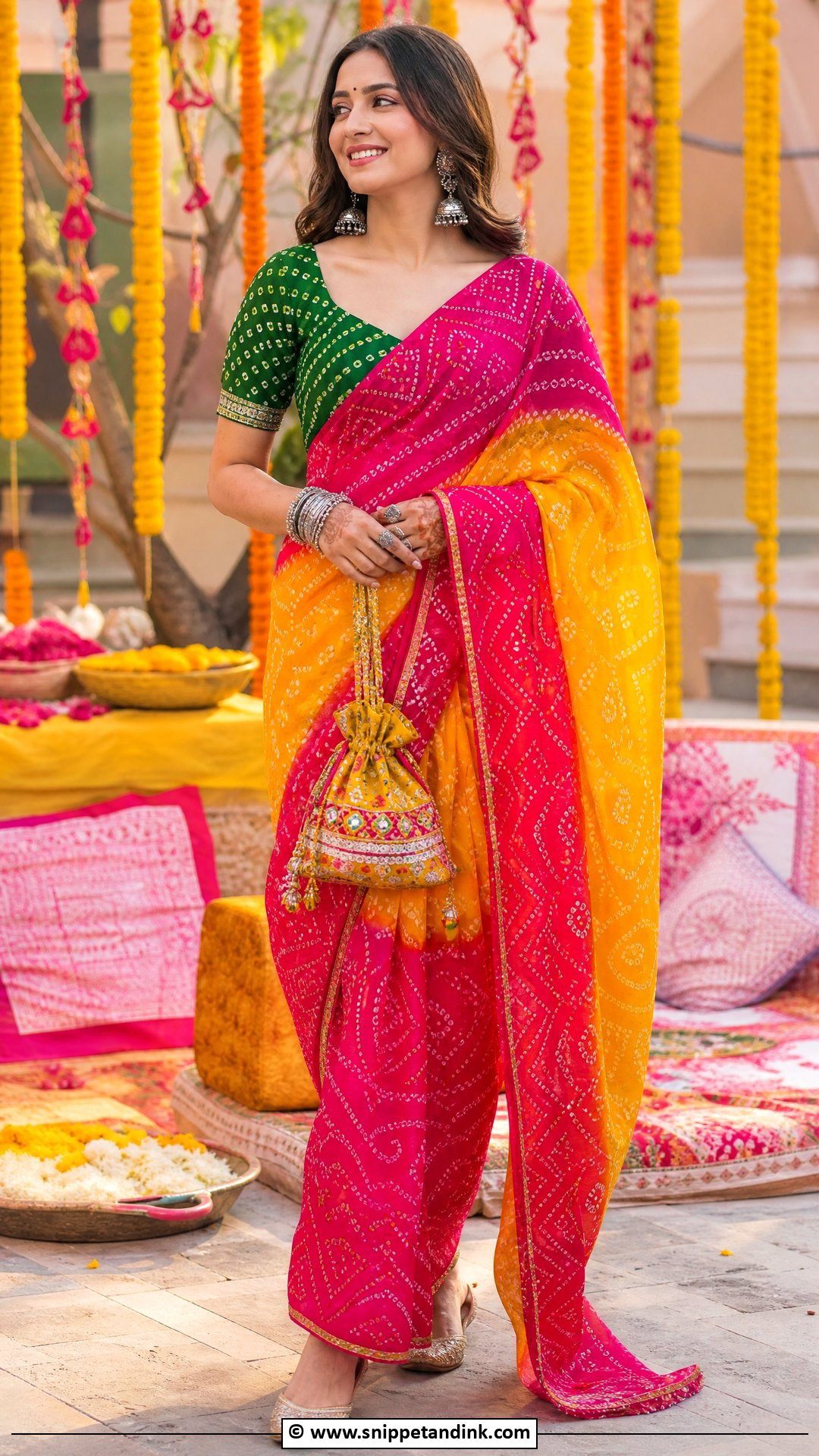 Bandhani Saree Outfit - Snippet and Ink - 35 Indian Wedding Dress Ideas