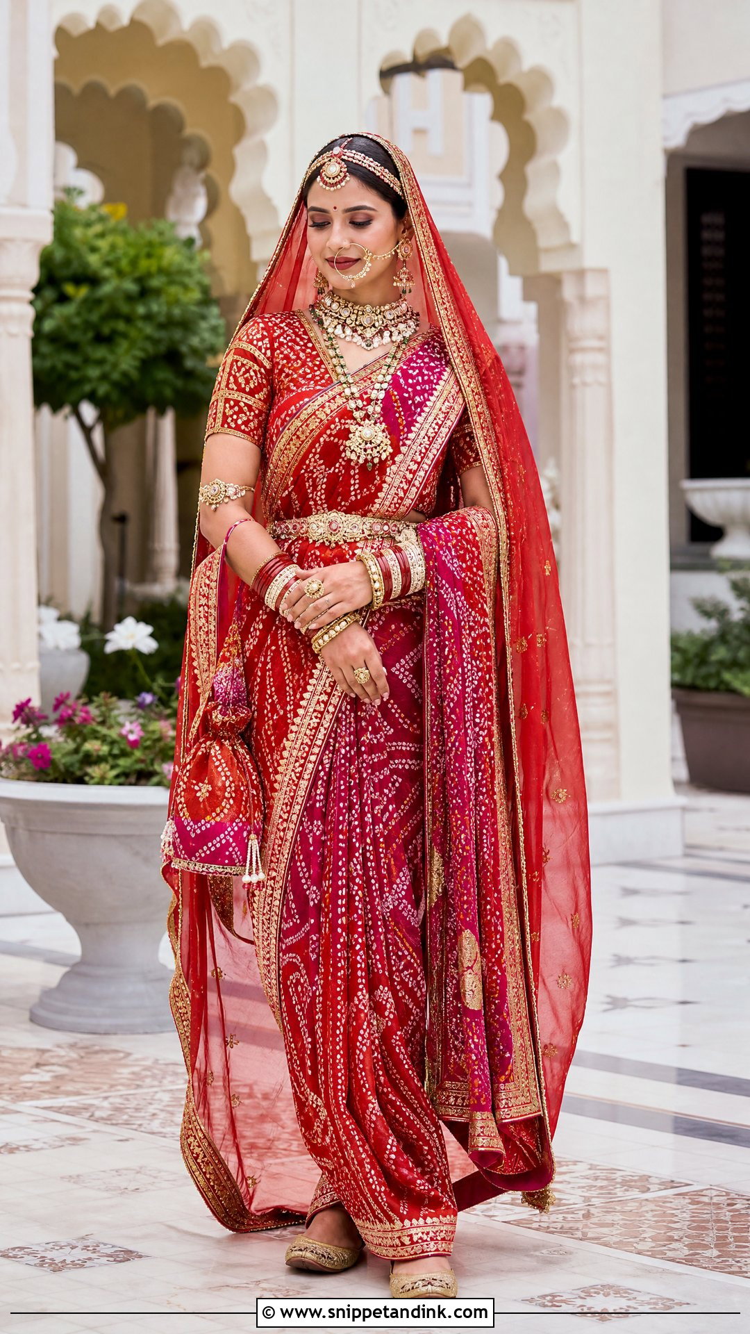 Bandhani Saree Rajwadi Bride Look - Snippet and Ink - 20 Rajwadi Bride Ideas