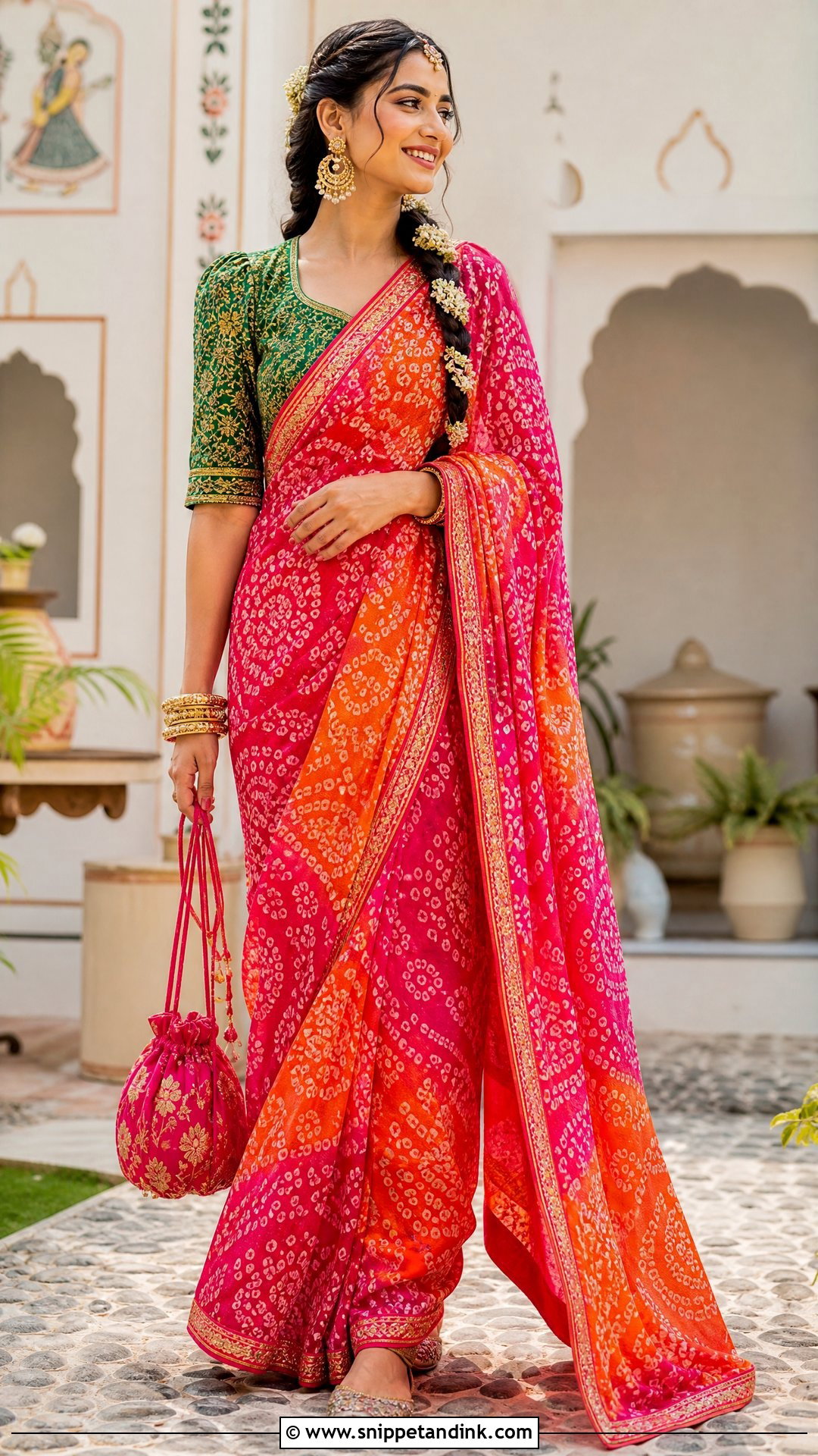 Bandhani Saree for Brothers Wedding - Snippet and Ink - 20 Outfit Ideas for Brothers Wedding