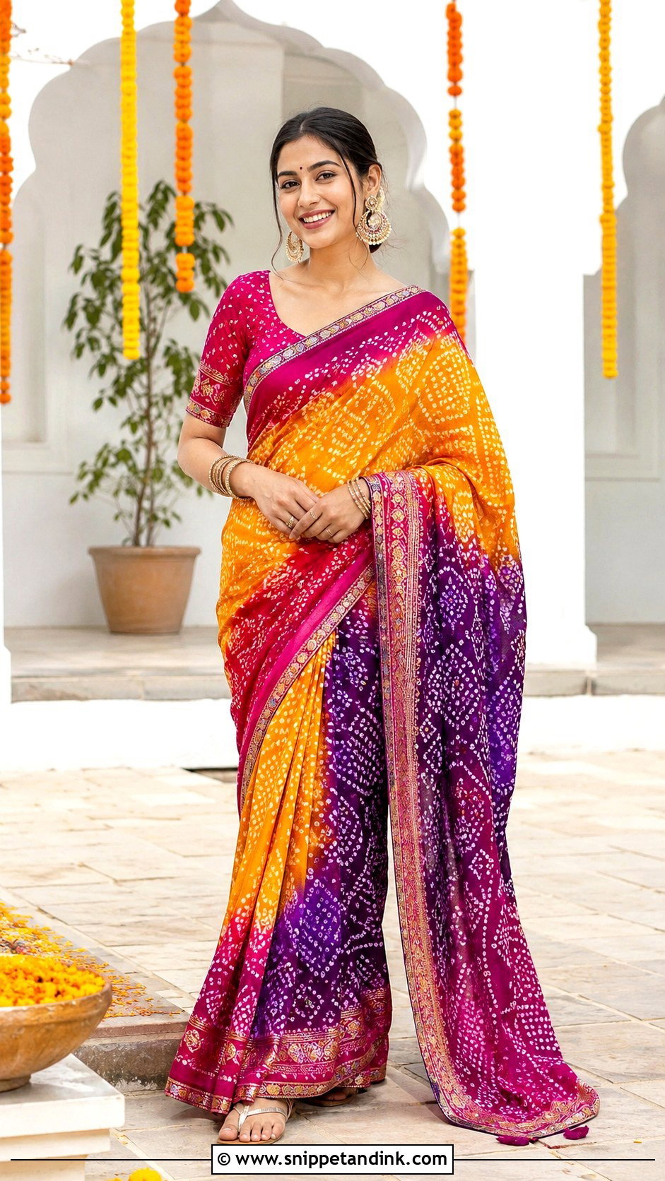 Bandhani Saree - Snippet and Ink - 25 Traditional Indian Dresses for Wedding