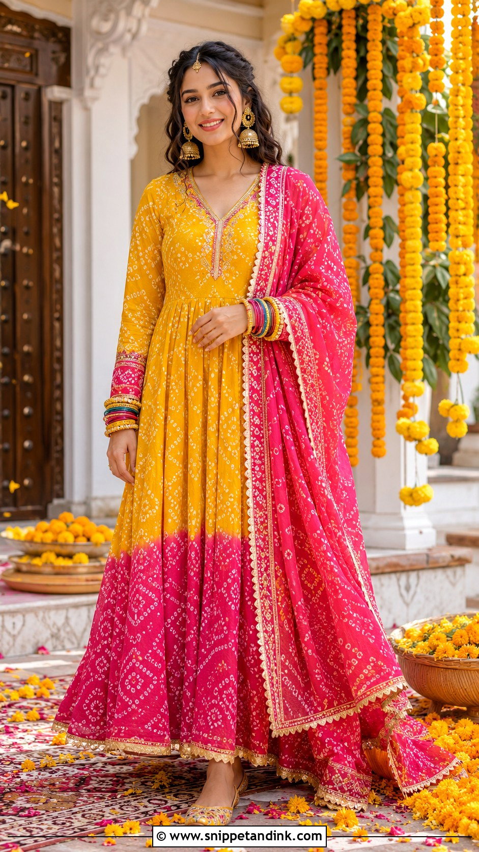 Bandhani Suit For Mehndi Ceremony - Snippet and Ink - 25 Mehndi Ceremony Outfit Ideas