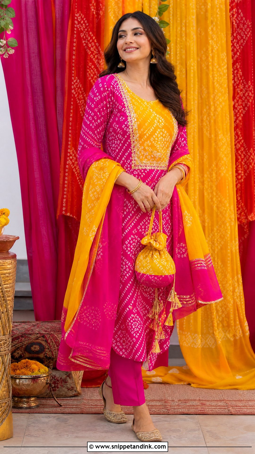 Bandhani Suit for Mehndi - Snippet and Ink - 20 Suit for Mehndi Function Ideas