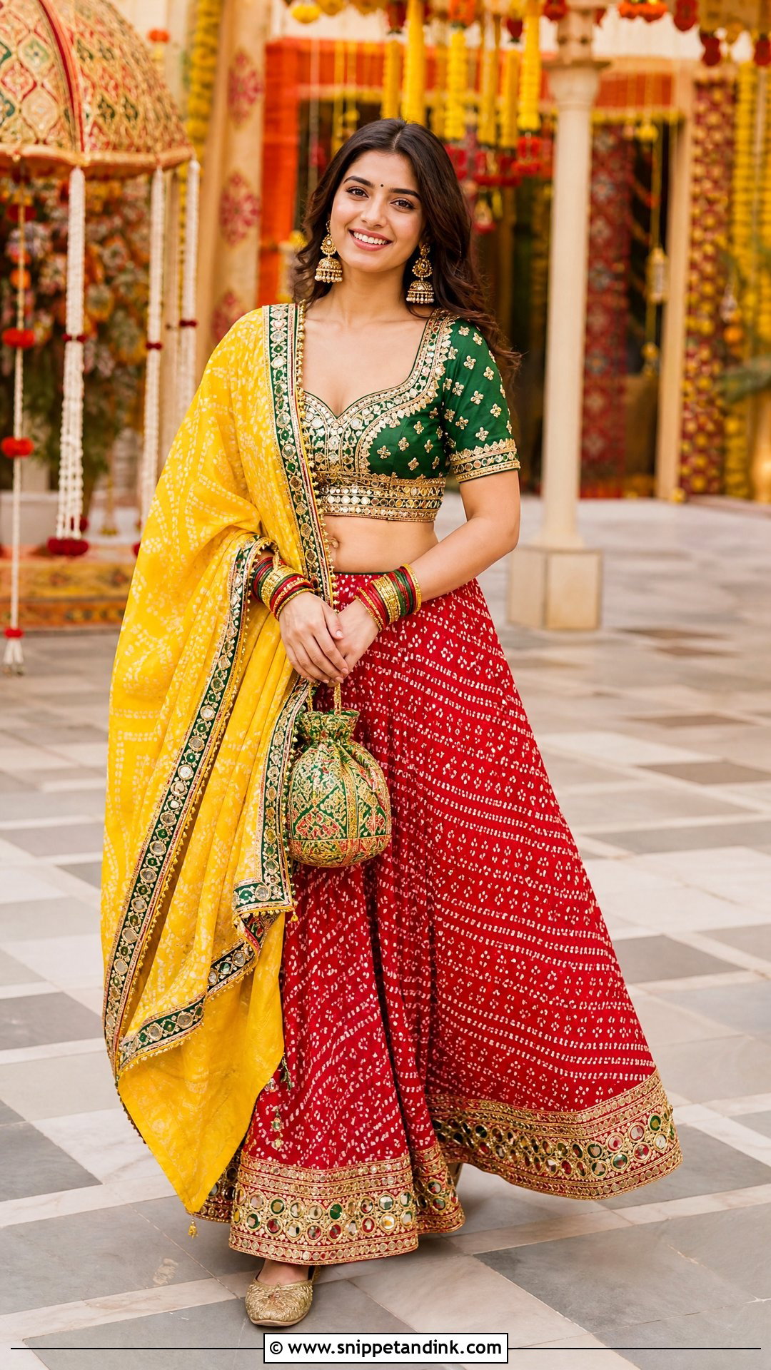 Bandhani Wedding Garba Lehenga Choli - Snippet and Ink - 20 Wedding Garba Outfit Ideas