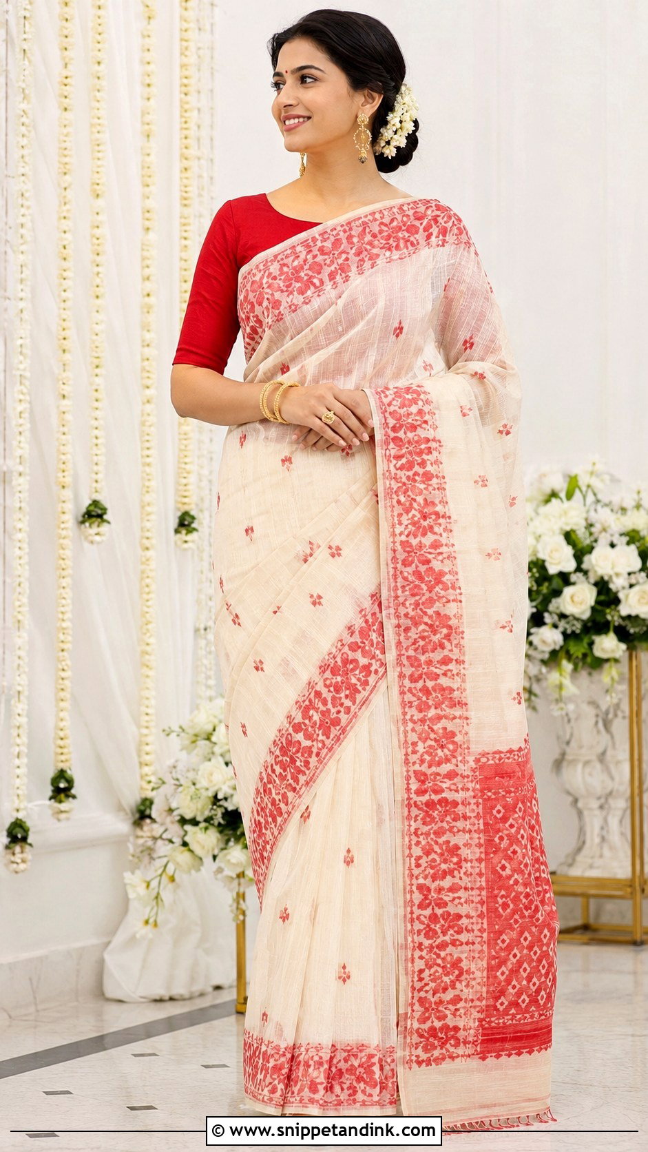 Bangladeshi Jamdani Saree Wedding Outfit - Snippet and Ink - 20 Traditional Wedding Outfits for Ladies
