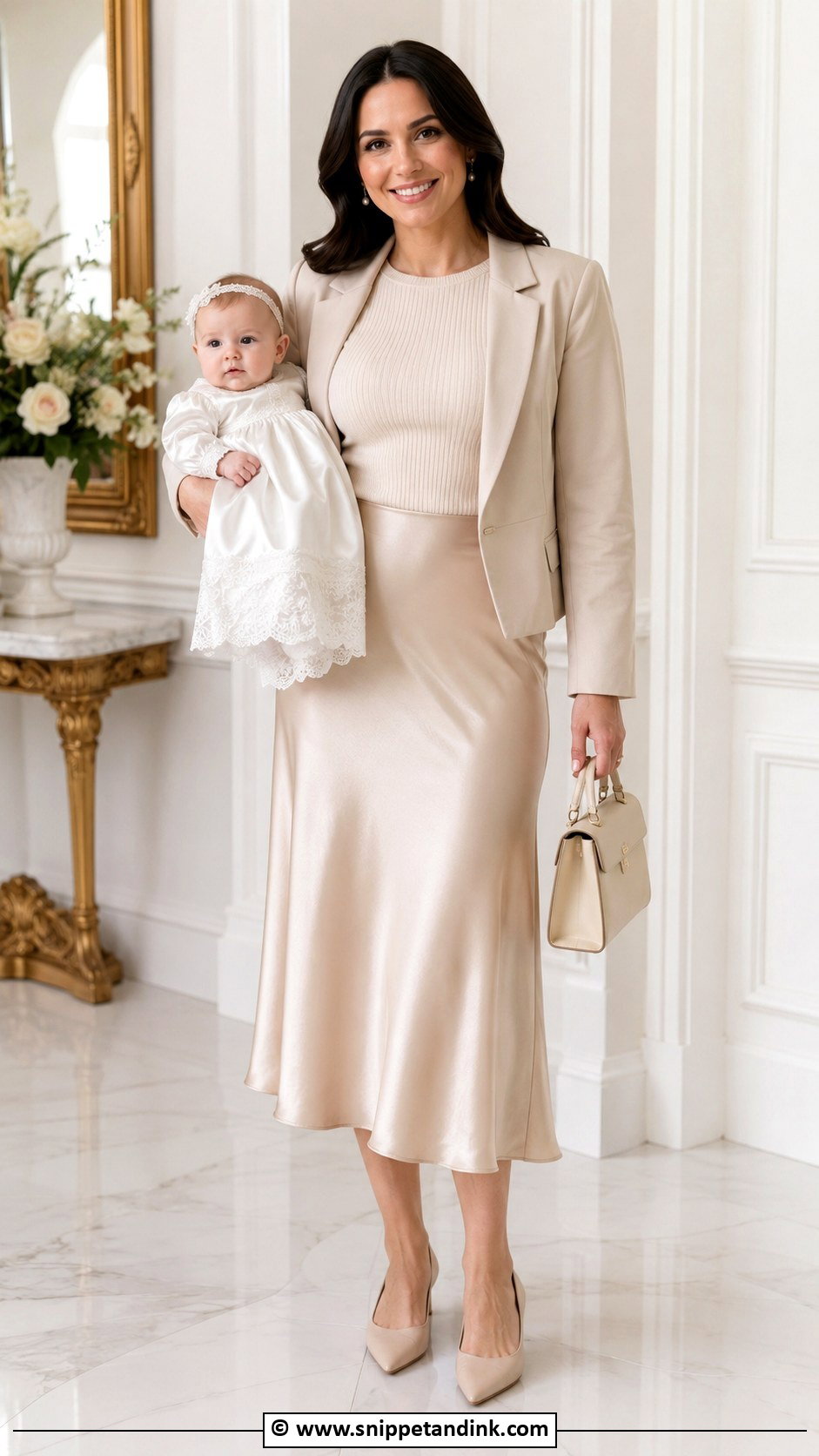 Baptism Satin Skirt Outfit - Snippet and Ink - 25 Baptism Outfit for Mom Ideas