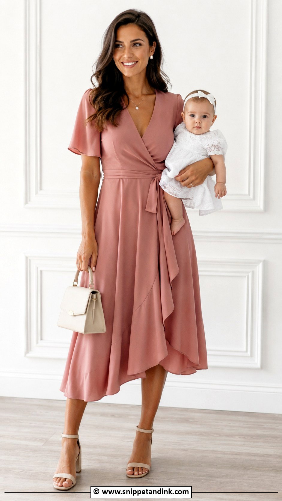 Baptism Wrap Dress Outfit - Snippet and Ink - 25 Baptism Outfit for Mom Ideas