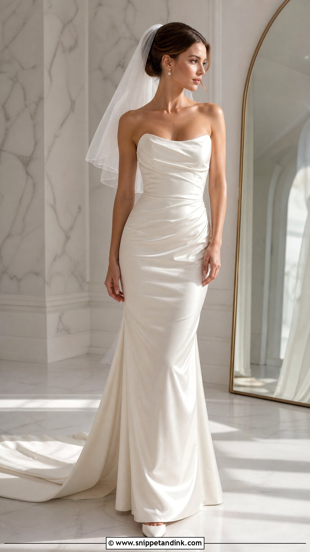 Barbara Palvin Strapless Satin Wedding Dress - Snippet and Ink - 25 Barbara Palvin Wedding Dress Ideas