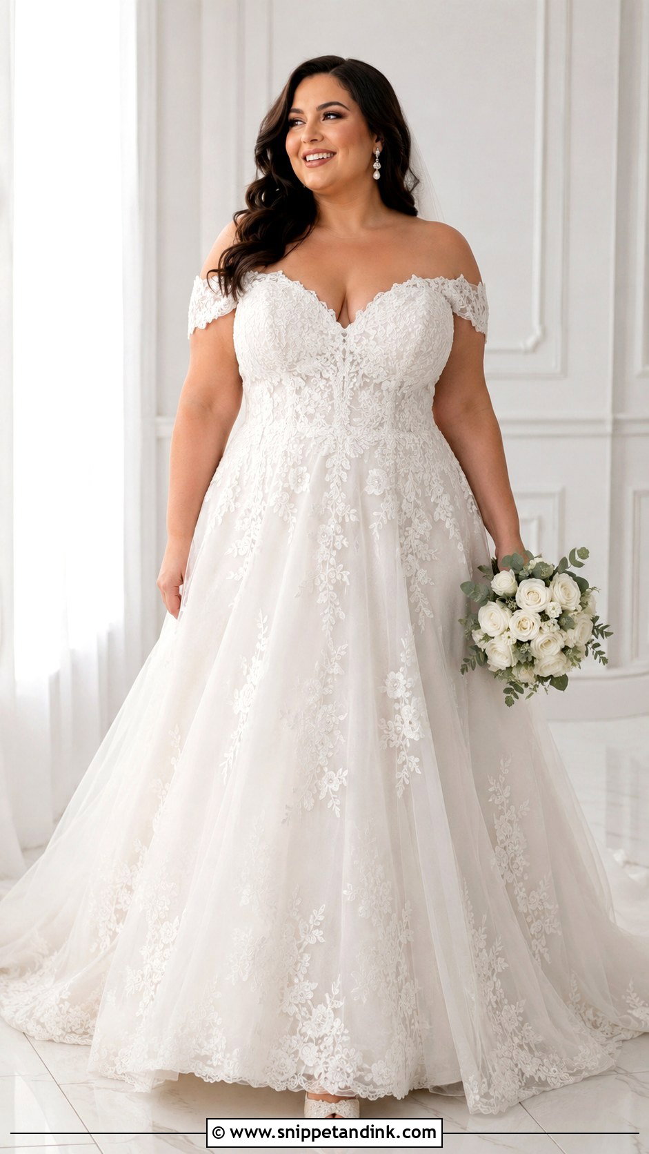 Bardot Plus Size Wedding Dress - Snippet and Ink - 25 Bardot Wedding Dress Ideas