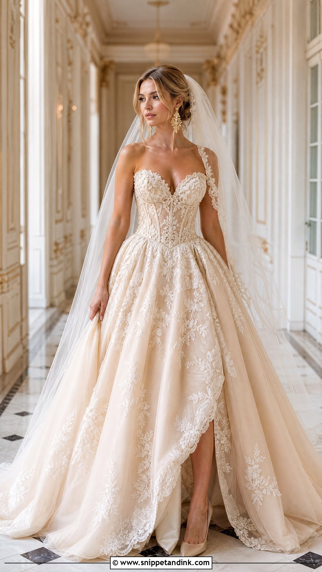 Baroque Champagne Wedding Dress - Snippet and Ink - 25 Baroque Wedding Dress Ideas