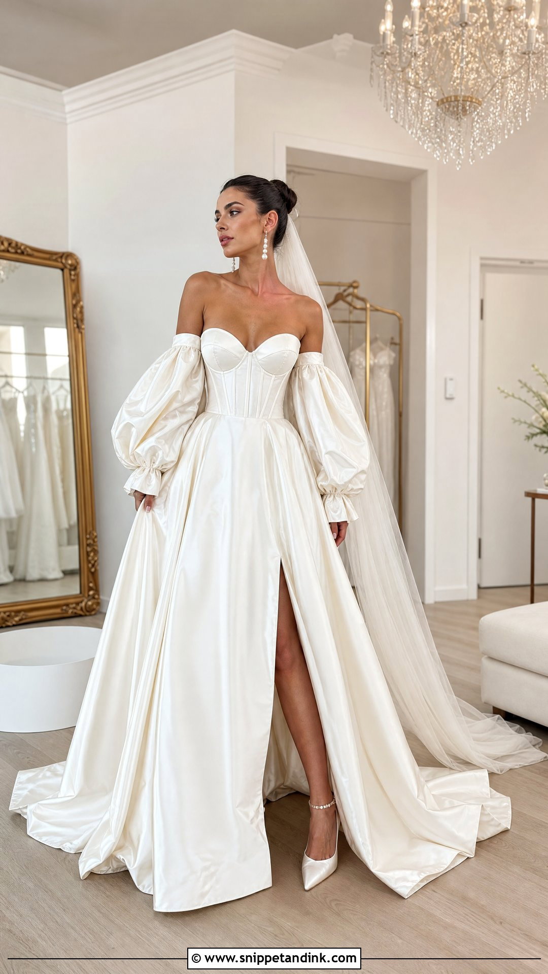 Baroque Detachable Sleeve Wedding Dress - Snippet and Ink - 25 Baroque Wedding Dress Ideas