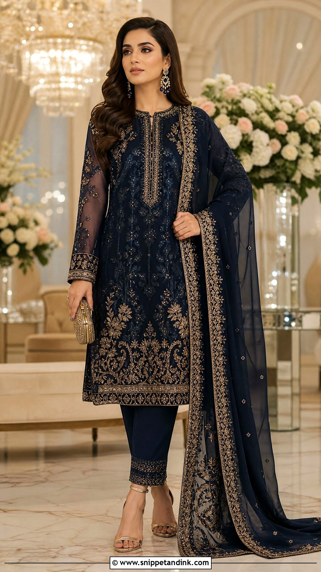 Baroque Embroidered Chiffon Suit - Snippet and Ink - 25 Pakistani Designer Suits for Wedding