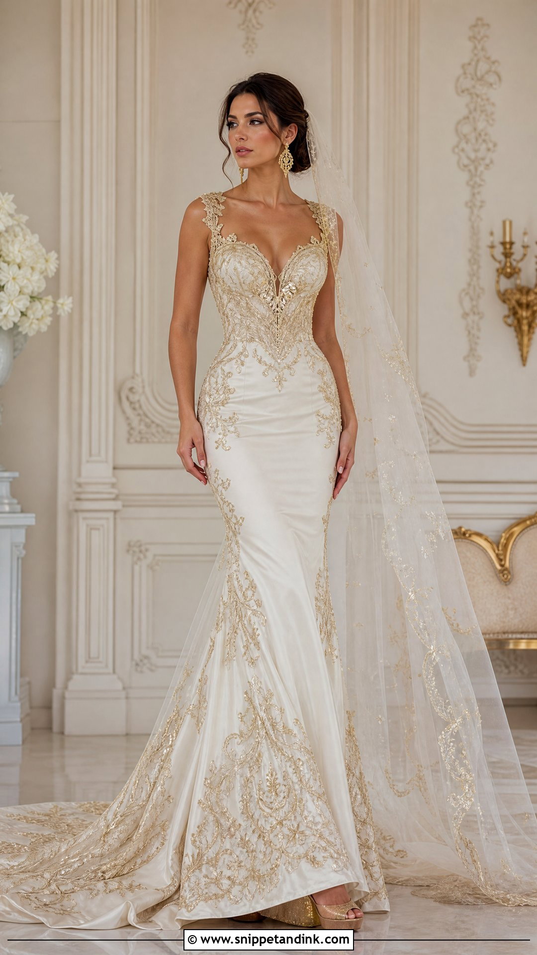 Baroque Gold Embroidery Wedding Dress - Snippet and Ink - 25 Baroque Wedding Dress Ideas