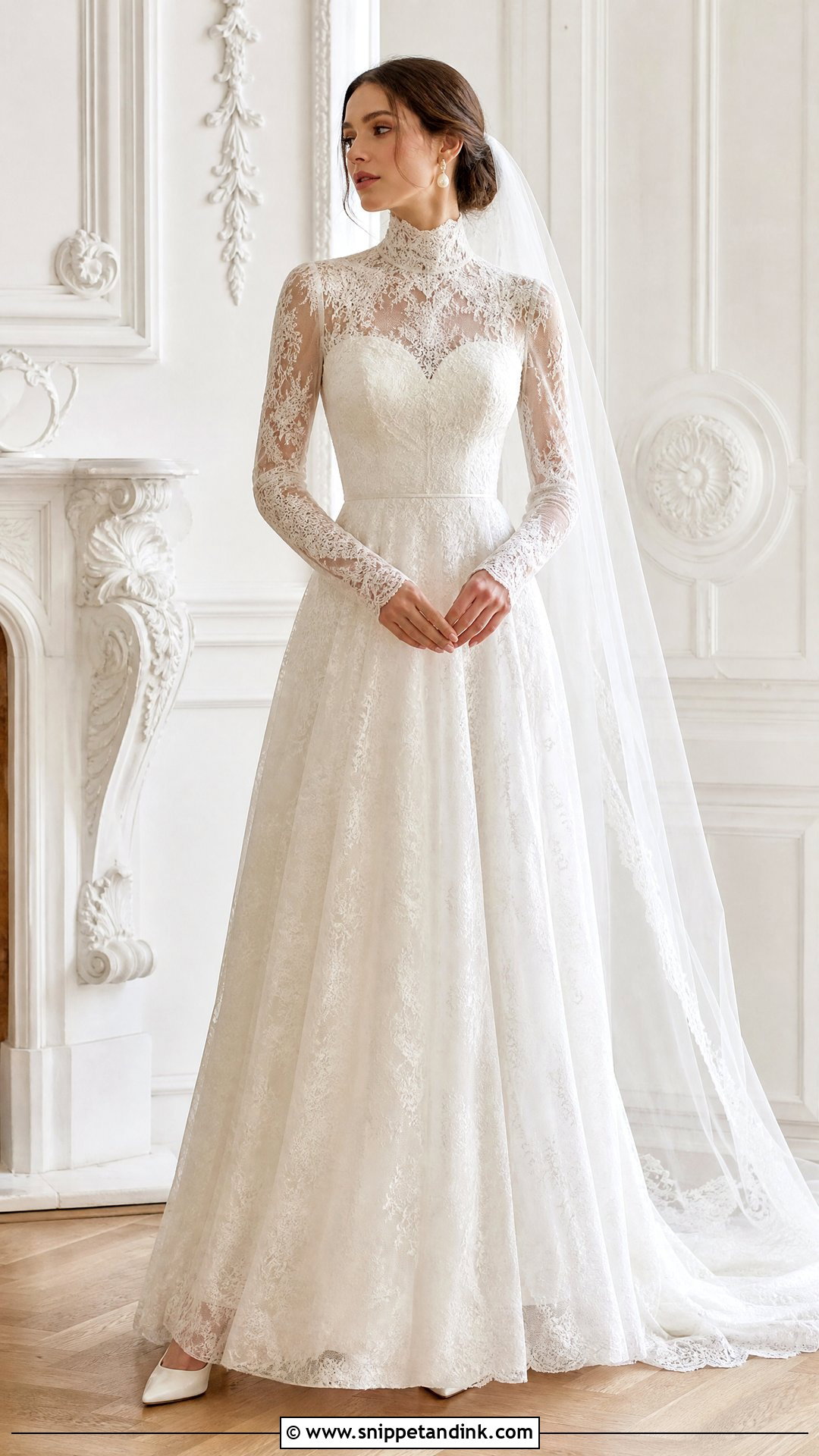 Baroque High Neck Wedding Dress - Snippet and Ink - 25 Baroque Wedding Dress Ideas