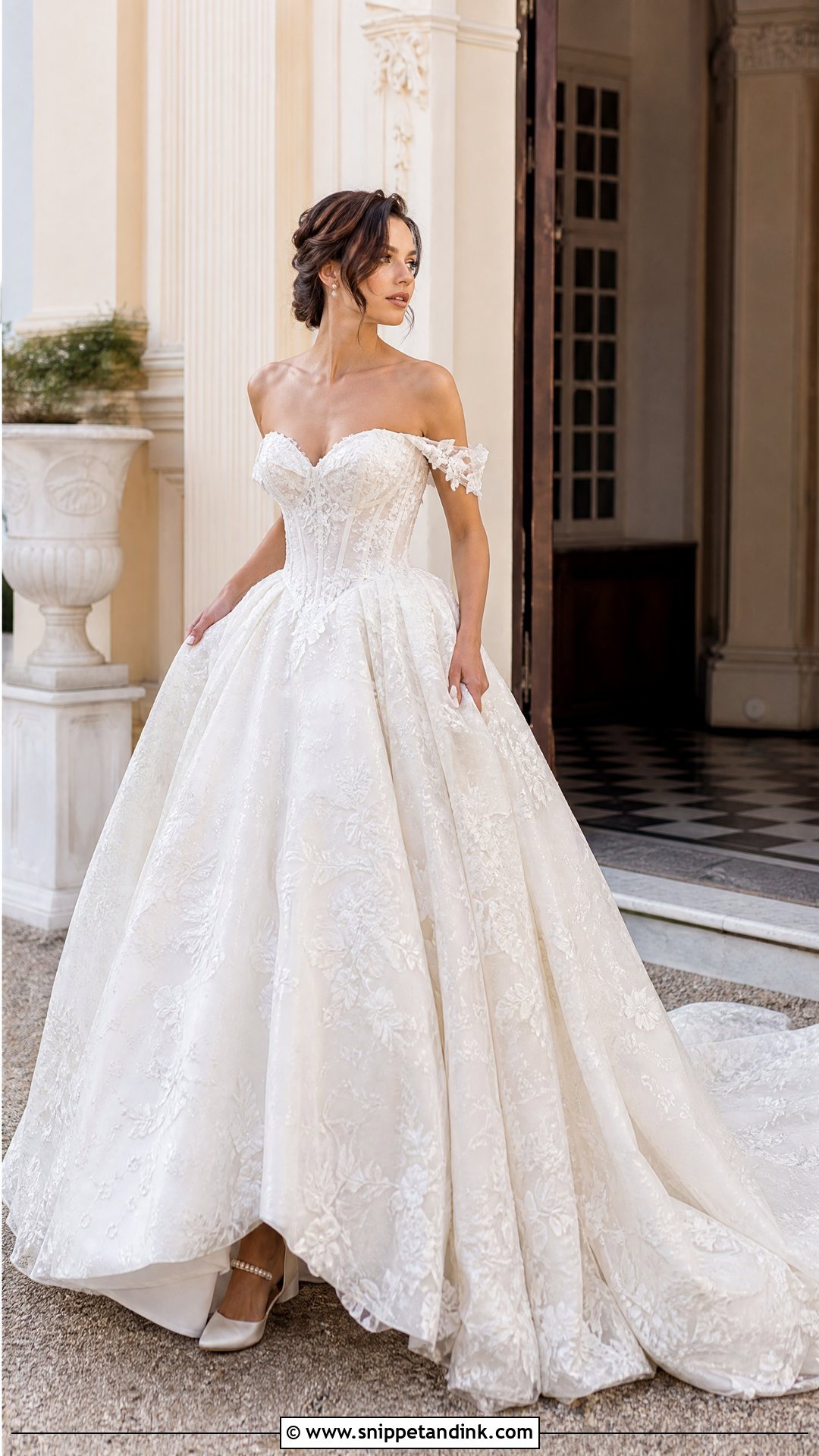 Baroque Off Shoulder Wedding Dress - Snippet and Ink - 25 Baroque Wedding Dress Ideas