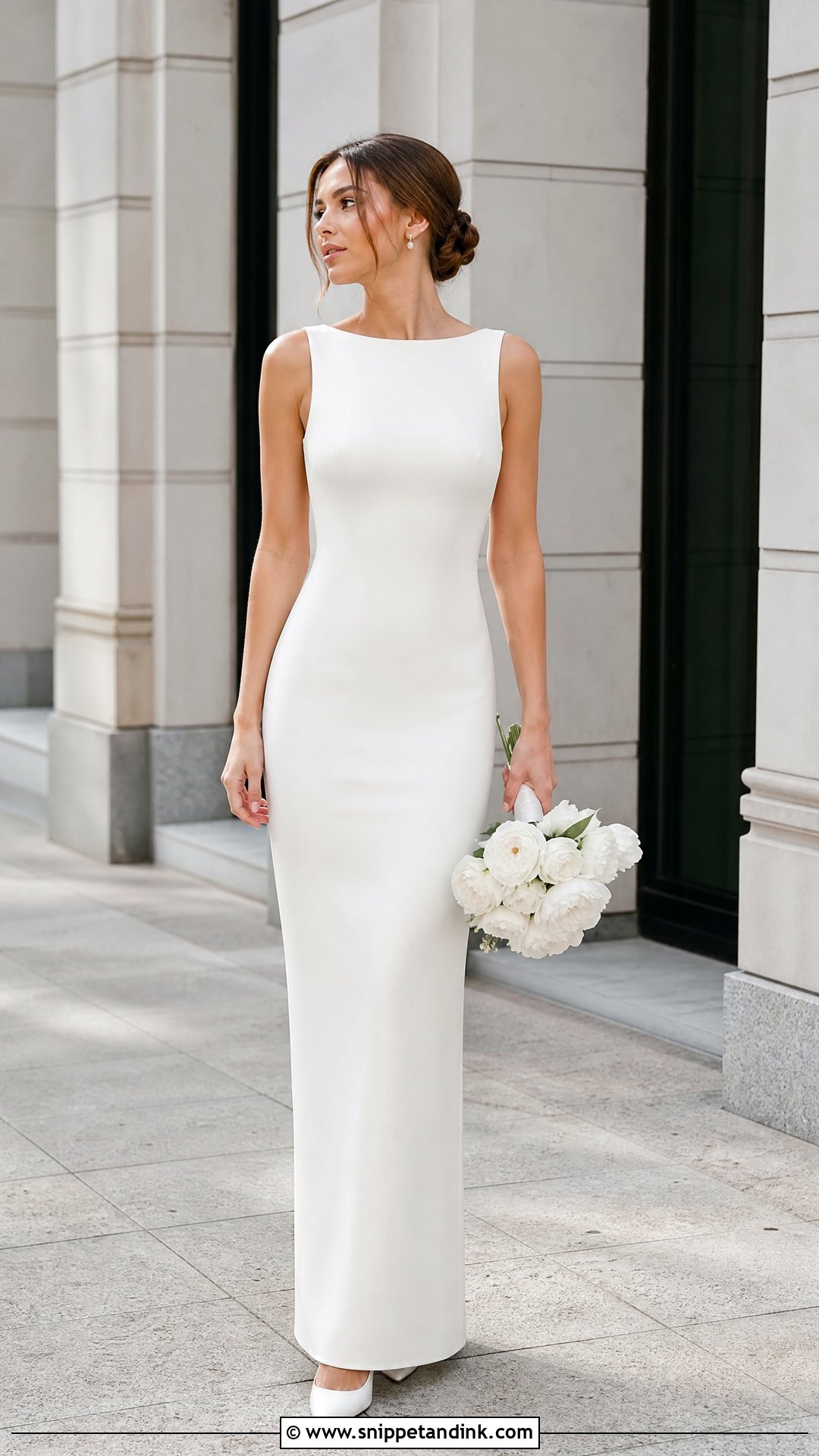 Basic Crepe Column Wedding Dress - Snippet and Ink - 25 Basic Wedding Dresses