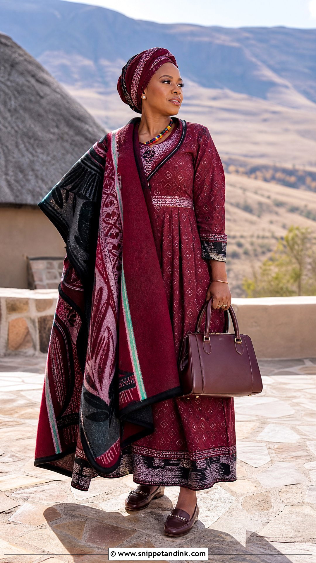 Basotho Shweshwe Lobola Dress With Blanket - Snippet and Ink - 20 Traditional Lobola Dresses
