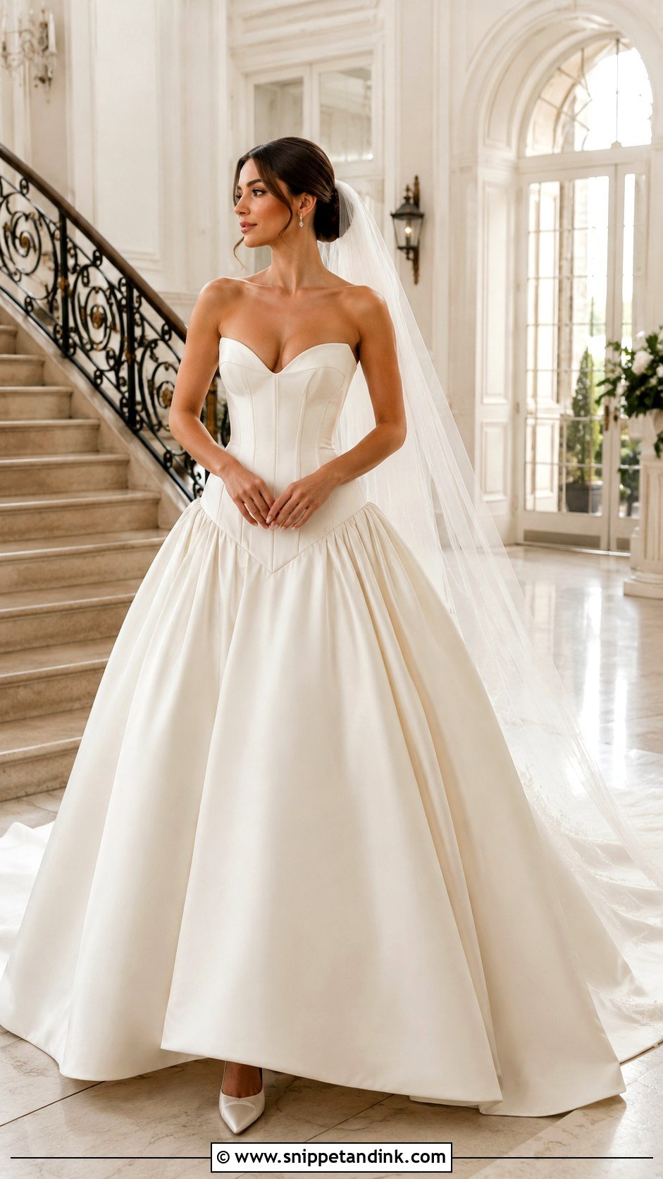 Basque Drop Waist Ball Gown Wedding Dress - Snippet and Ink - 25 Drop Waist Wedding Dress Ball Gown Ideas