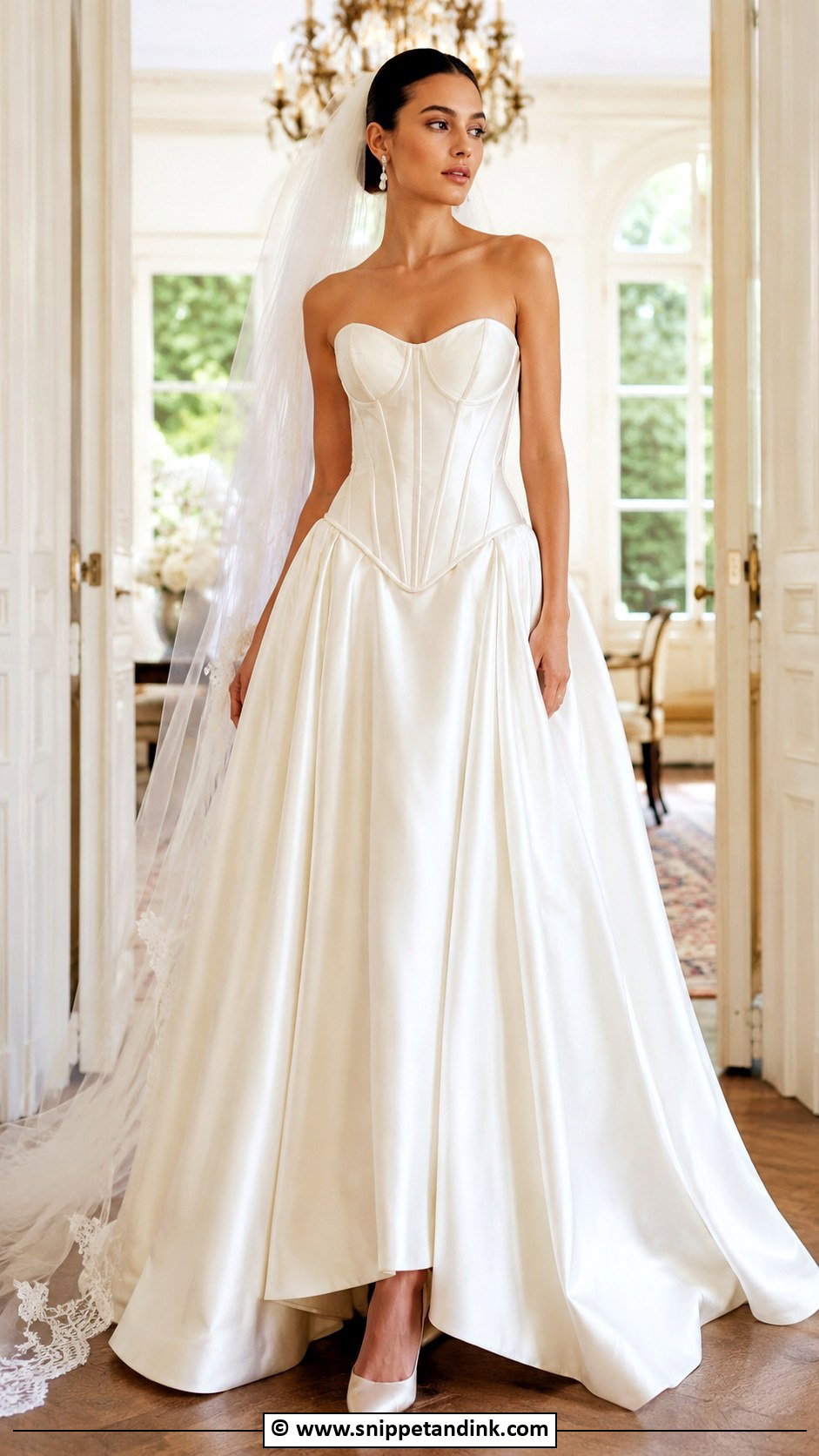 Basque Drop Waist Corset Wedding Dress - Snippet and Ink - 30 Drop Waist Corset Wedding Dress Ideas