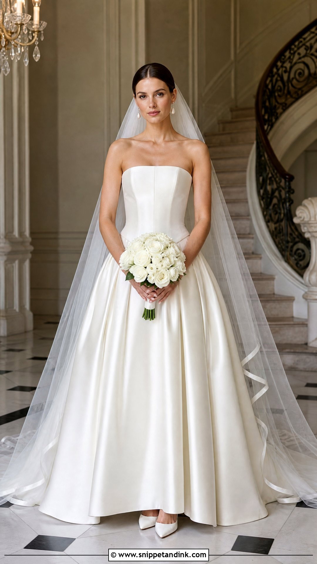 Basque Drop Waist Strapless Wedding Dress - Snippet and Ink - 20 Strapless Drop Waist Wedding Dress Ideas