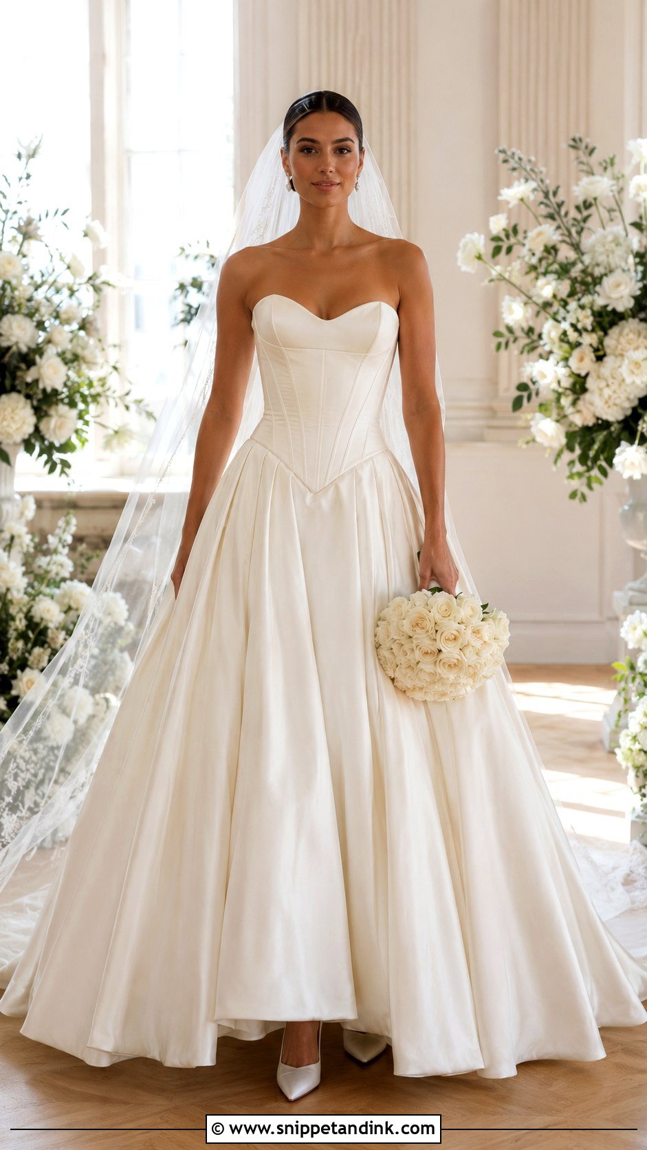 Basque Low Waisted Wedding Dress - Snippet and Ink - 20 Low Waisted Wedding Dress Ideas