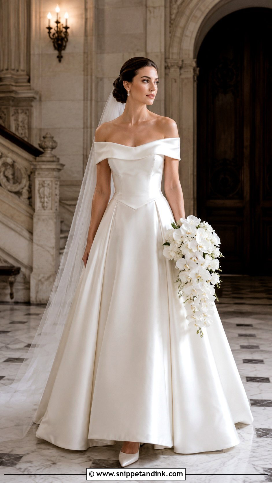 Basque Waist A Line Off the Shoulder Wedding Dress - Snippet and Ink - 20 A Line Wedding Dress Off the Shoulder Ideas