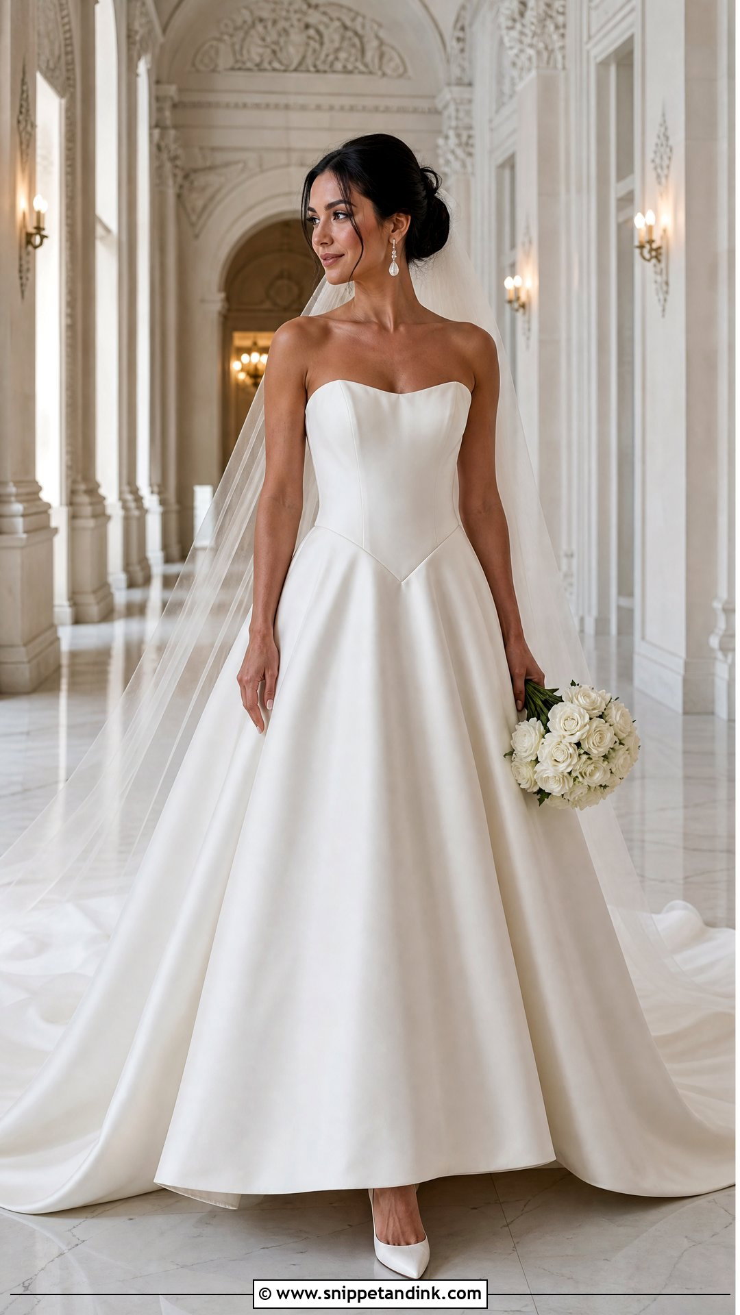 Basque Waist A Line Wedding Gown - Snippet and Ink - 25 A Line Wedding Gown Ideas