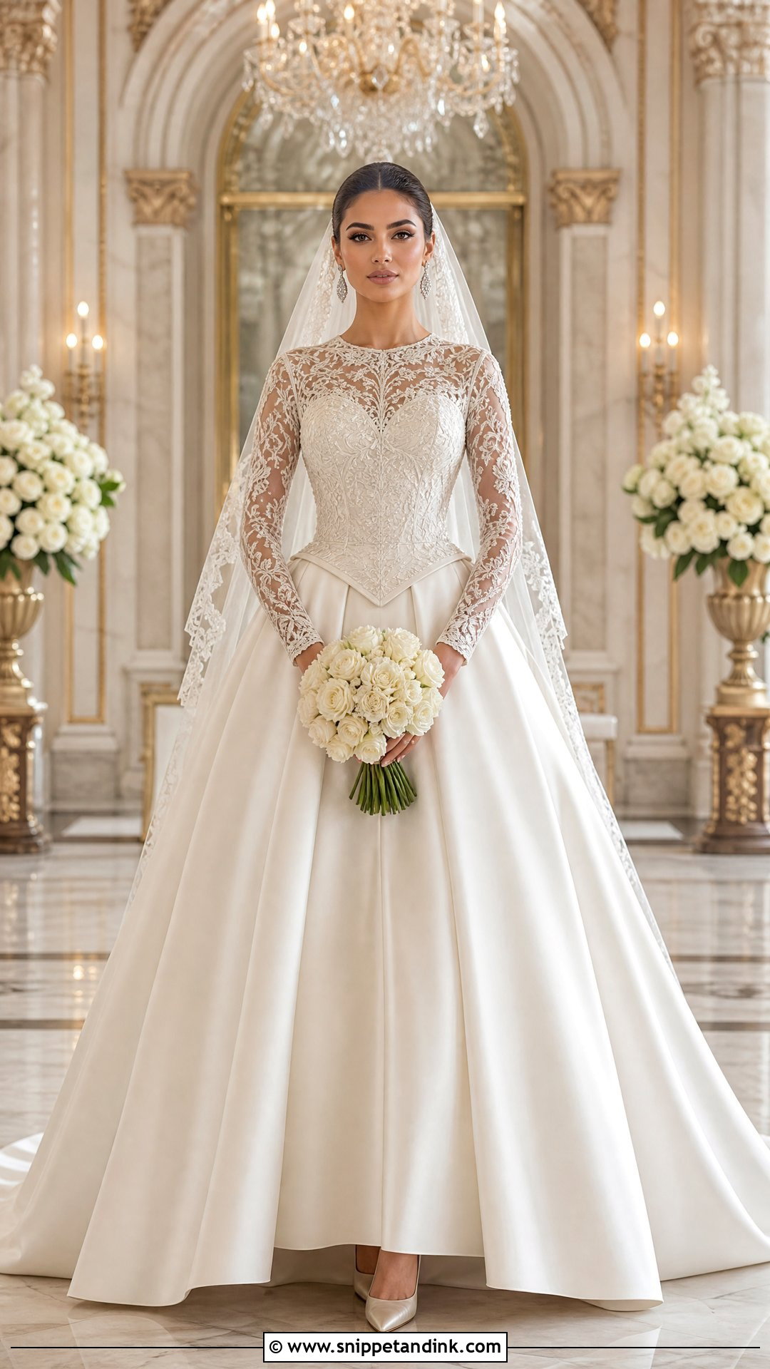 Basque Waist Arab Wedding Dress - Snippet and Ink - 25 Arab Wedding Dresses