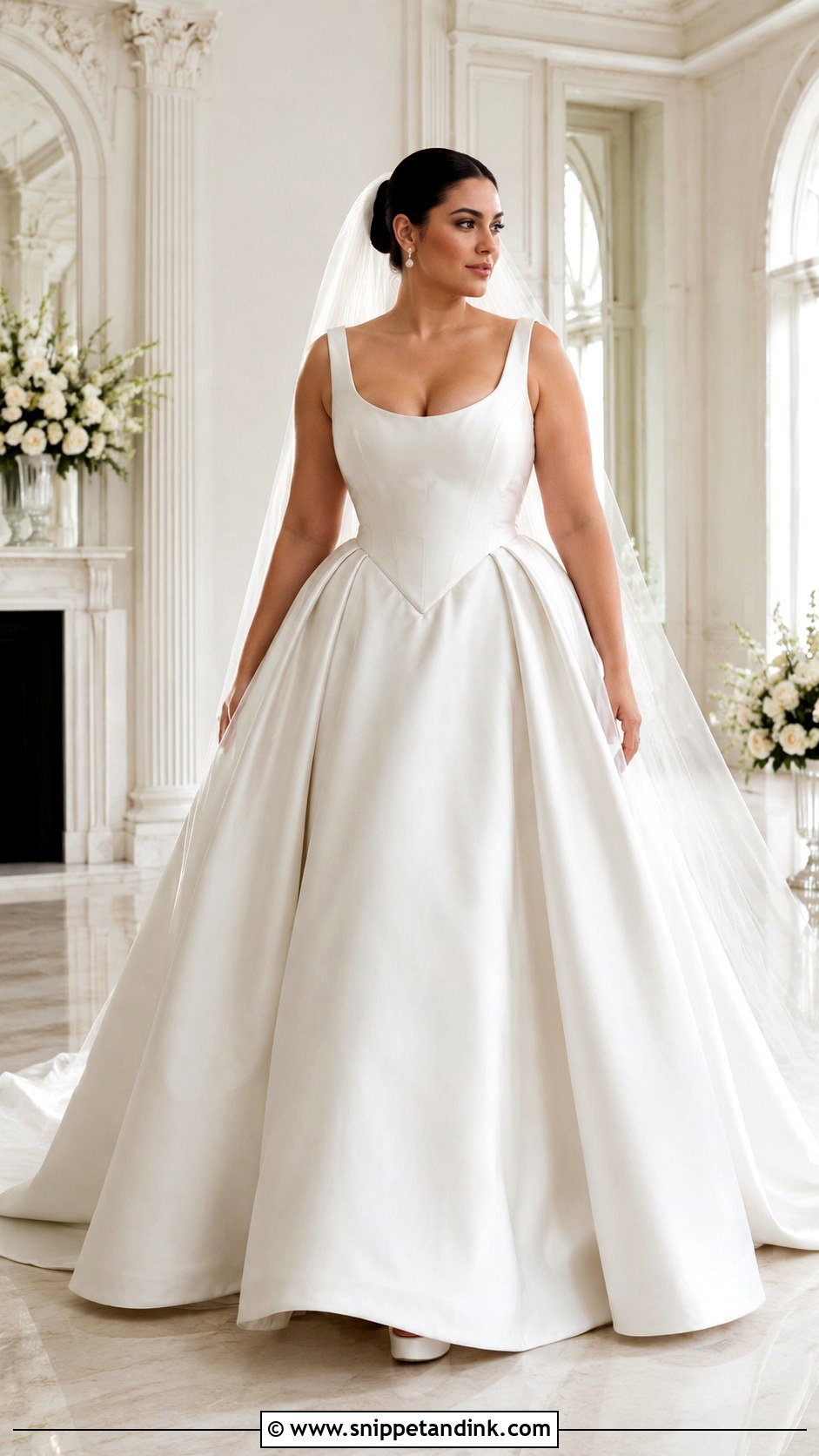 Basque Waist Ball Gown Wedding Dress - Snippet and Ink - 20 Wedding Dresses for Curvy Women