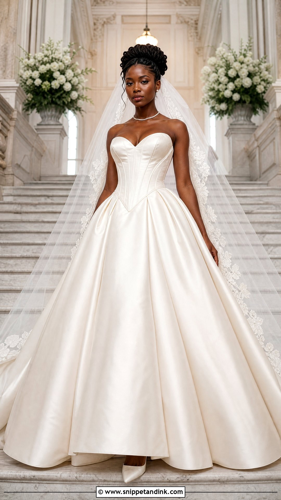 Basque Waist Ball Gown Wedding Dress - Snippet and Ink - 25 Black Woman Wedding Dress Ideas