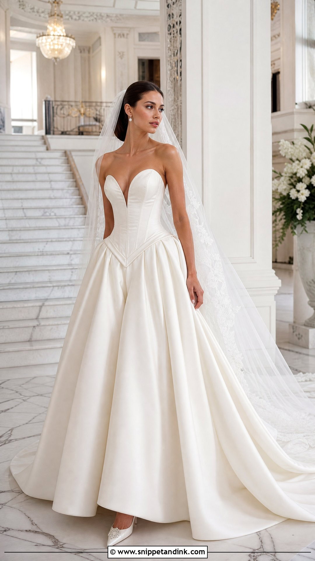 Basque Waist Ball Gown Wedding Dress - Snippet and Ink - 25 Regal Wedding Dress Ideas