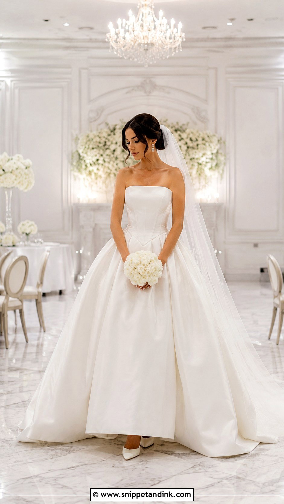Basque Waist Ball Gown Wedding Dress - Snippet and Ink - 20 Contemporary Wedding Dress Ideas