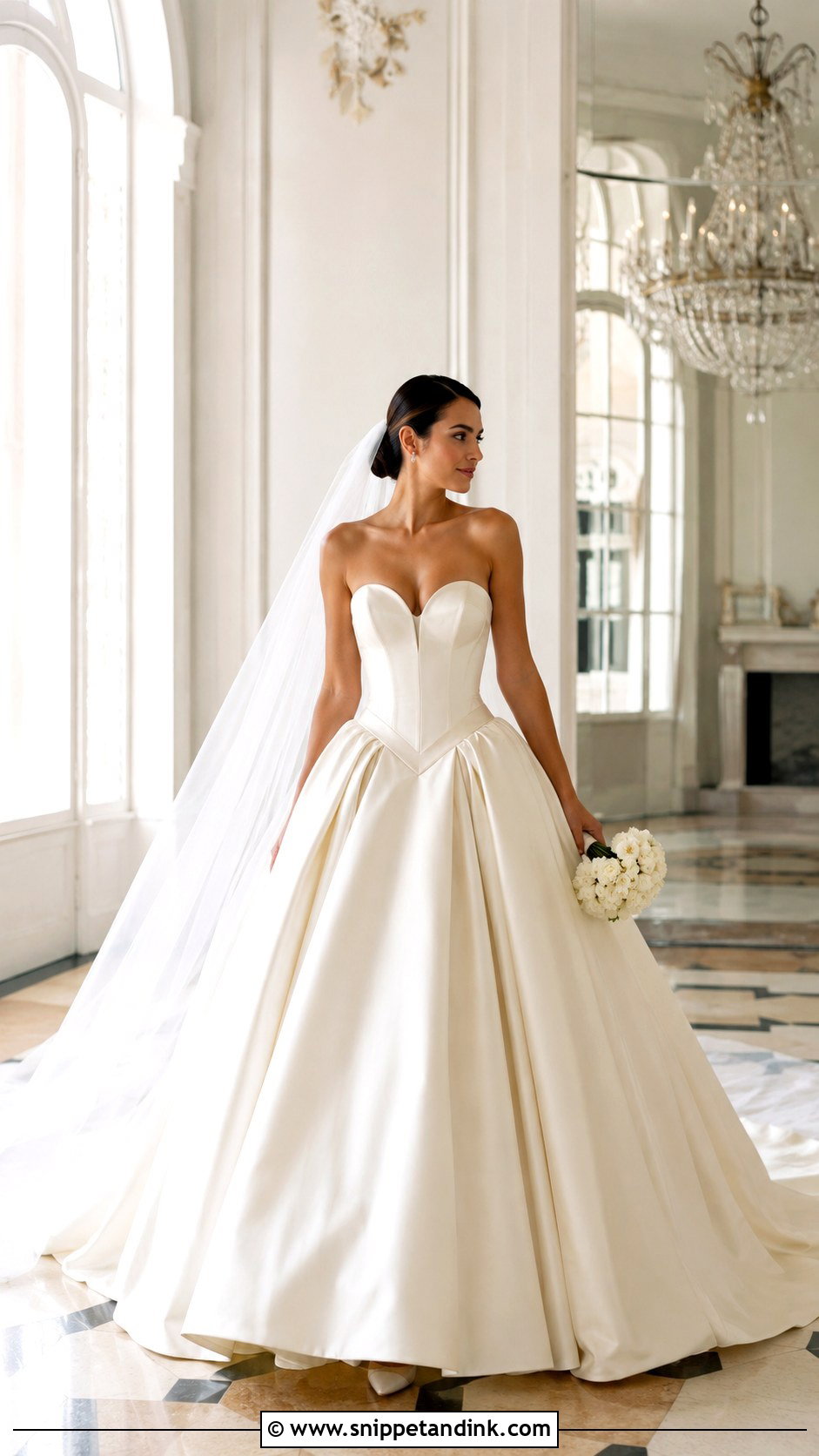 Basque Waist Ball Gown Wedding Dress - Snippet and Ink - 20 Elegant Romantic Wedding Dresses
