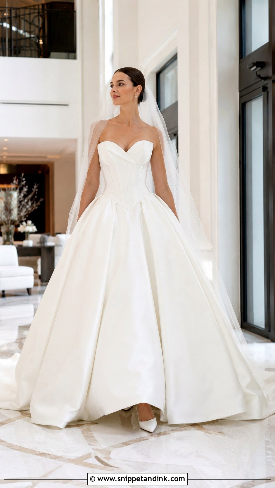 Basque Waist Ball Gown Wedding Dress - Snippet and Ink - 20 Modern Bride Dress Ideas