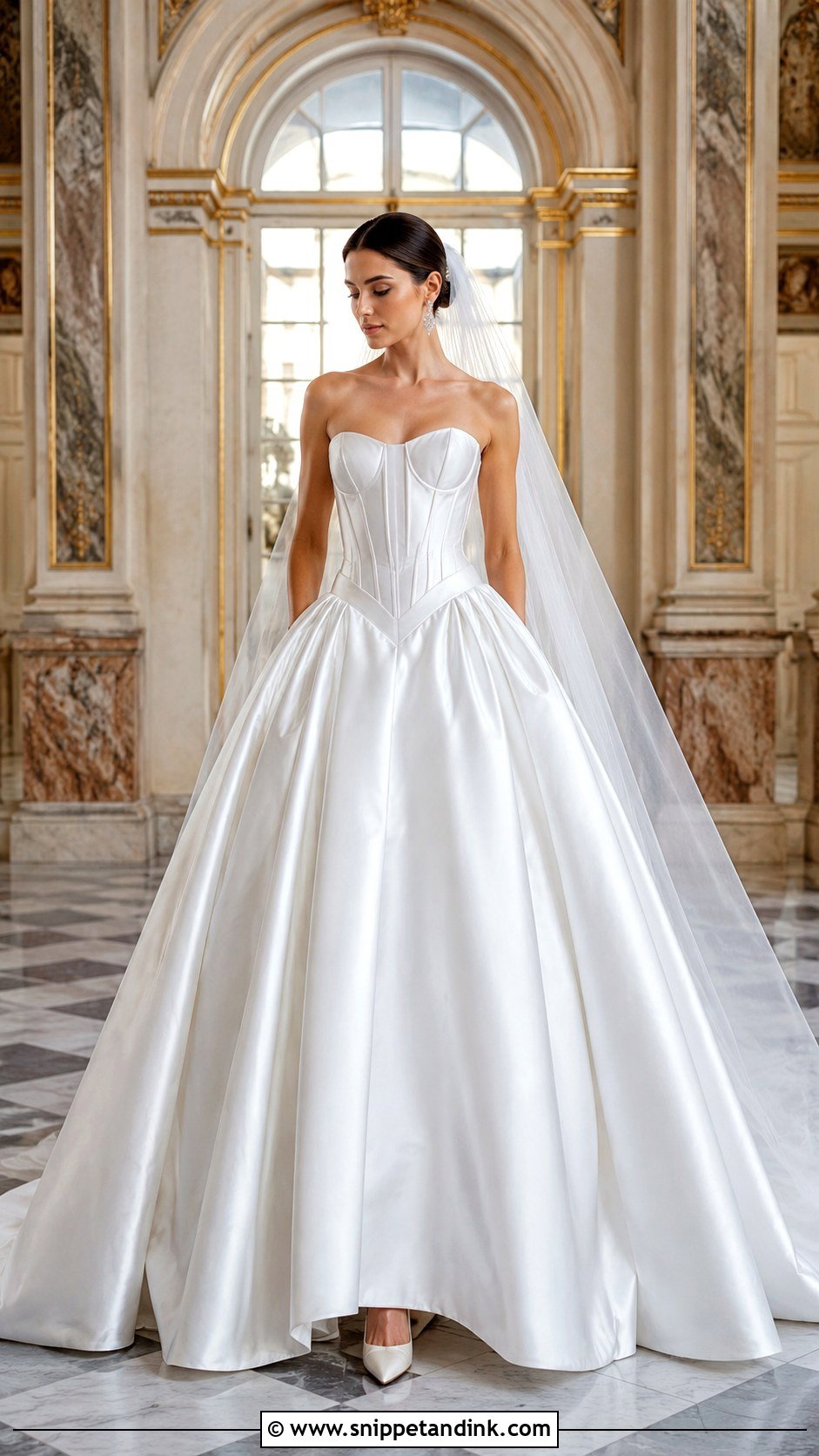 Basque Waist Ball Gown Wedding Dress - Snippet and Ink - 20 Rich Wedding Dress Ideas
