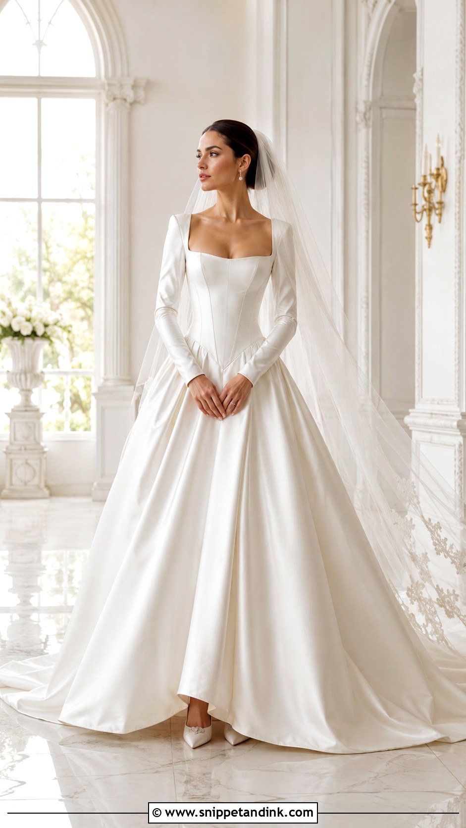 Basque Waist Ball Gown Wedding Dress With Sleeves - Snippet and Ink - 25 Ball Gown Wedding Dress with Sleeves