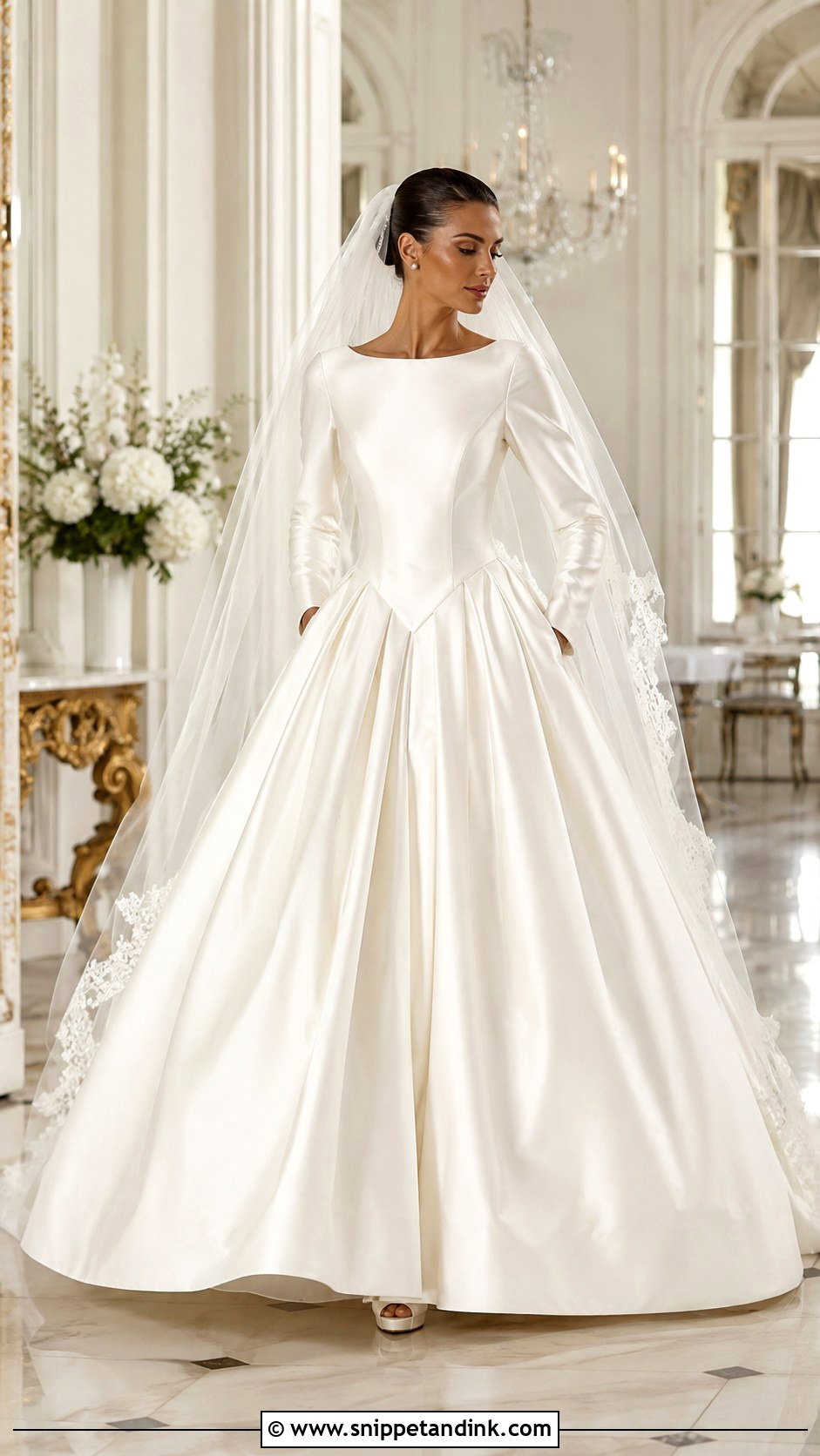 Basque Waist Ball Gown Wedding Dress With Sleeves - Snippet and Ink - 25 Basque Waist Wedding Dress with Sleeves