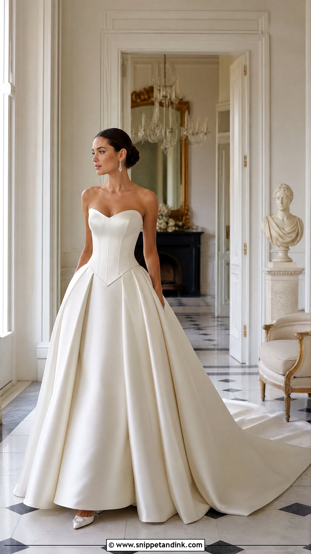 Basque Waist Ball Gown With Long Train - Snippet and Ink - 25 Dress Train Ideas