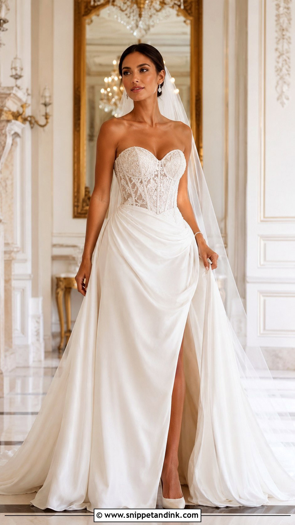 Basque Waist Beaded Wedding Dress - Snippet and Ink - 25 Basque Wedding Dresses