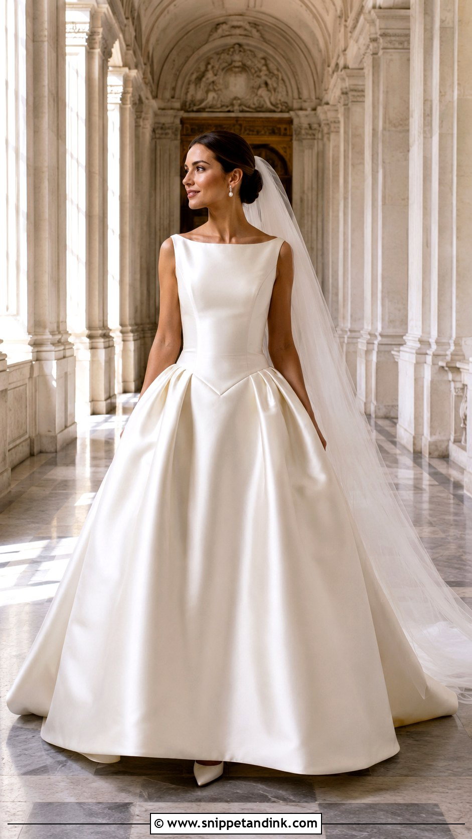Basque Waist Boat Neck Wedding Dress - Snippet and Ink - 20 Boat Neck Wedding Dresses