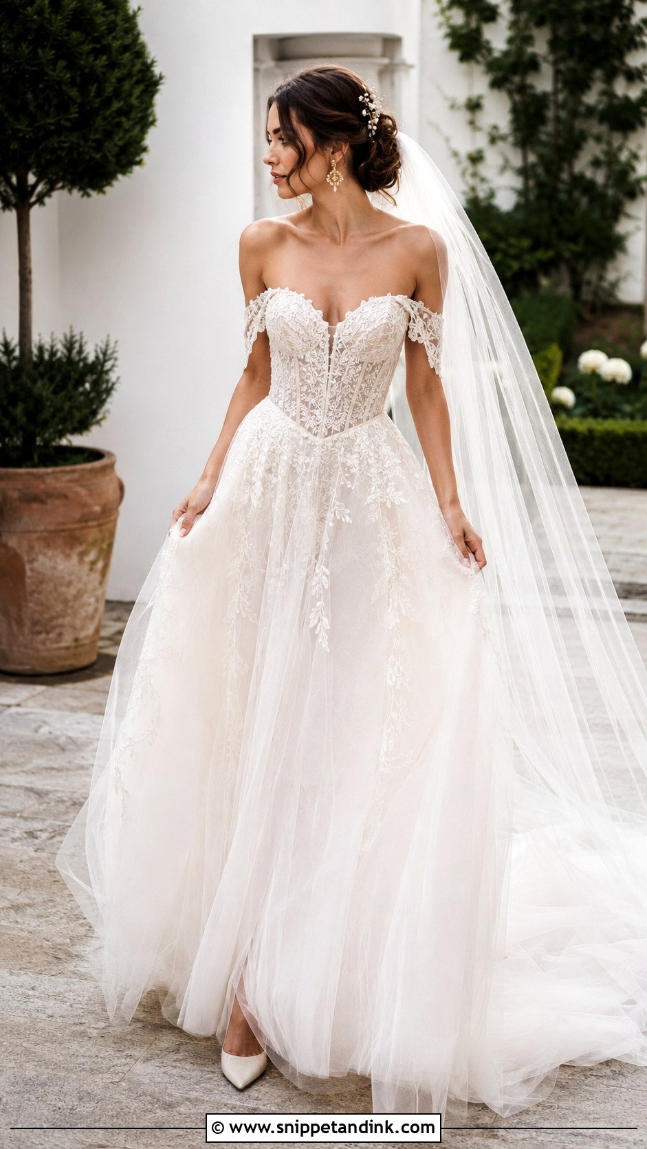 Basque Waist Boho Glam Wedding Dress - Snippet and Ink - 20 Boho Glam Wedding Dress Ideas