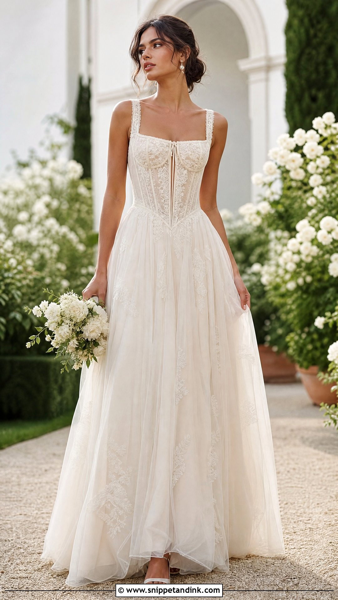 Basque Waist Boho Wedding Dress - Snippet and Ink - 25 Boho Whimsical Wedding Dress Ideas